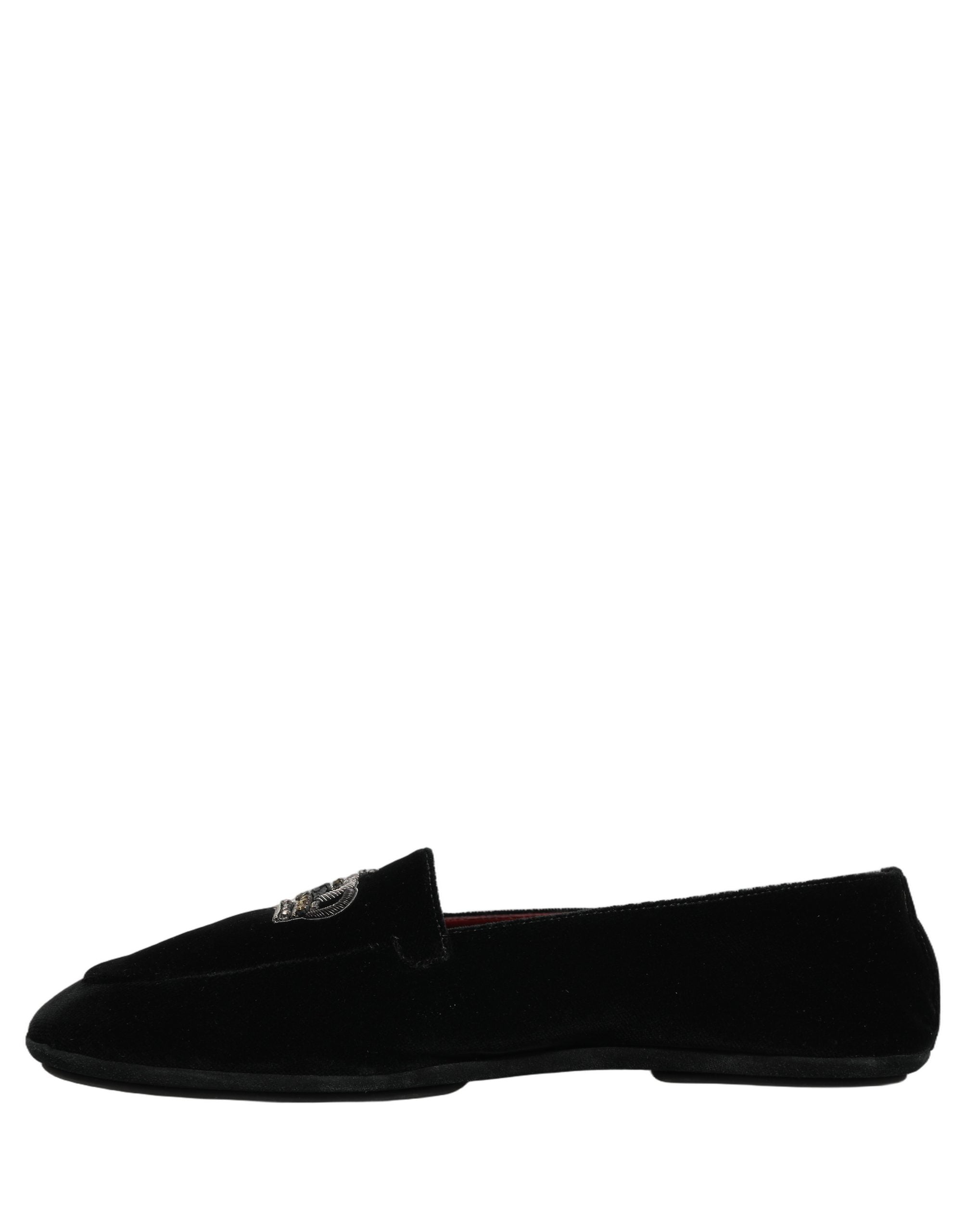 Dolce & Gabbana Schwarze Loafer mit Kronen-Applikation