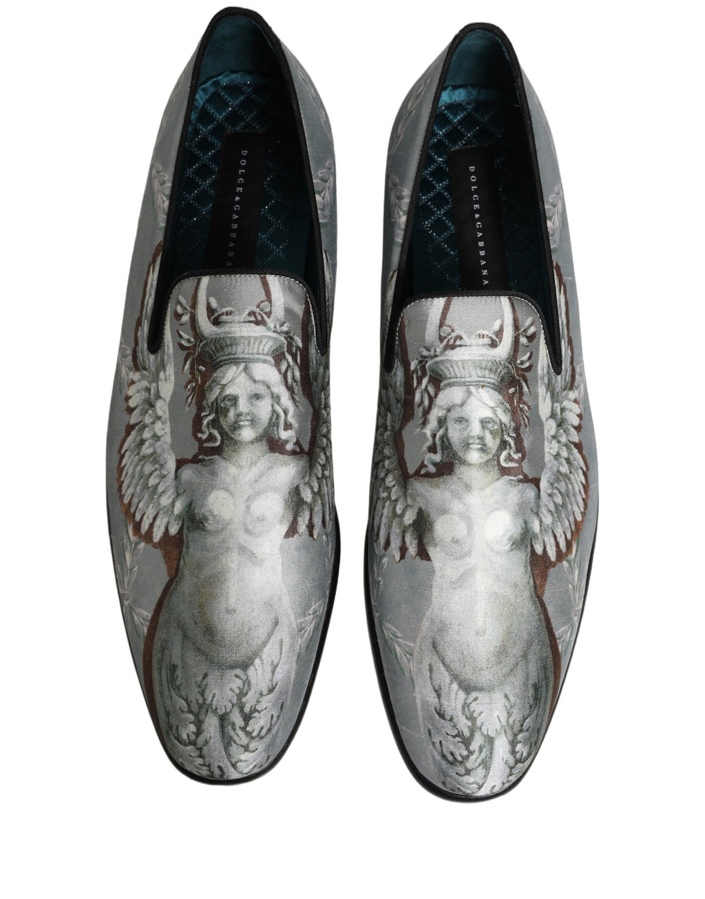Dolce & Gabbana Graue Barock-Engel-Loafer aus Samt für Herren