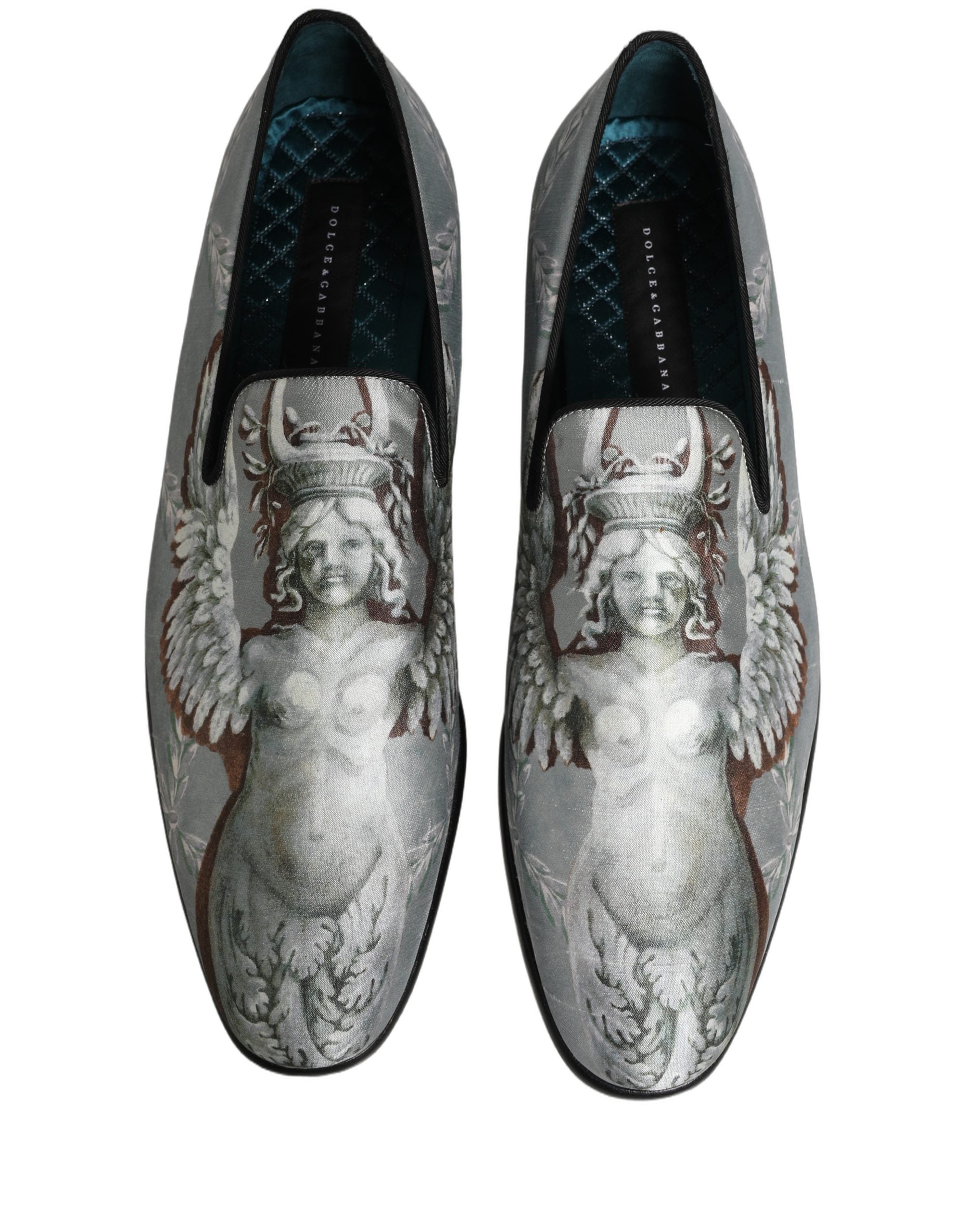 Dolce & Gabbana Graue Barock-Engel-Loafer aus Samt für Herren