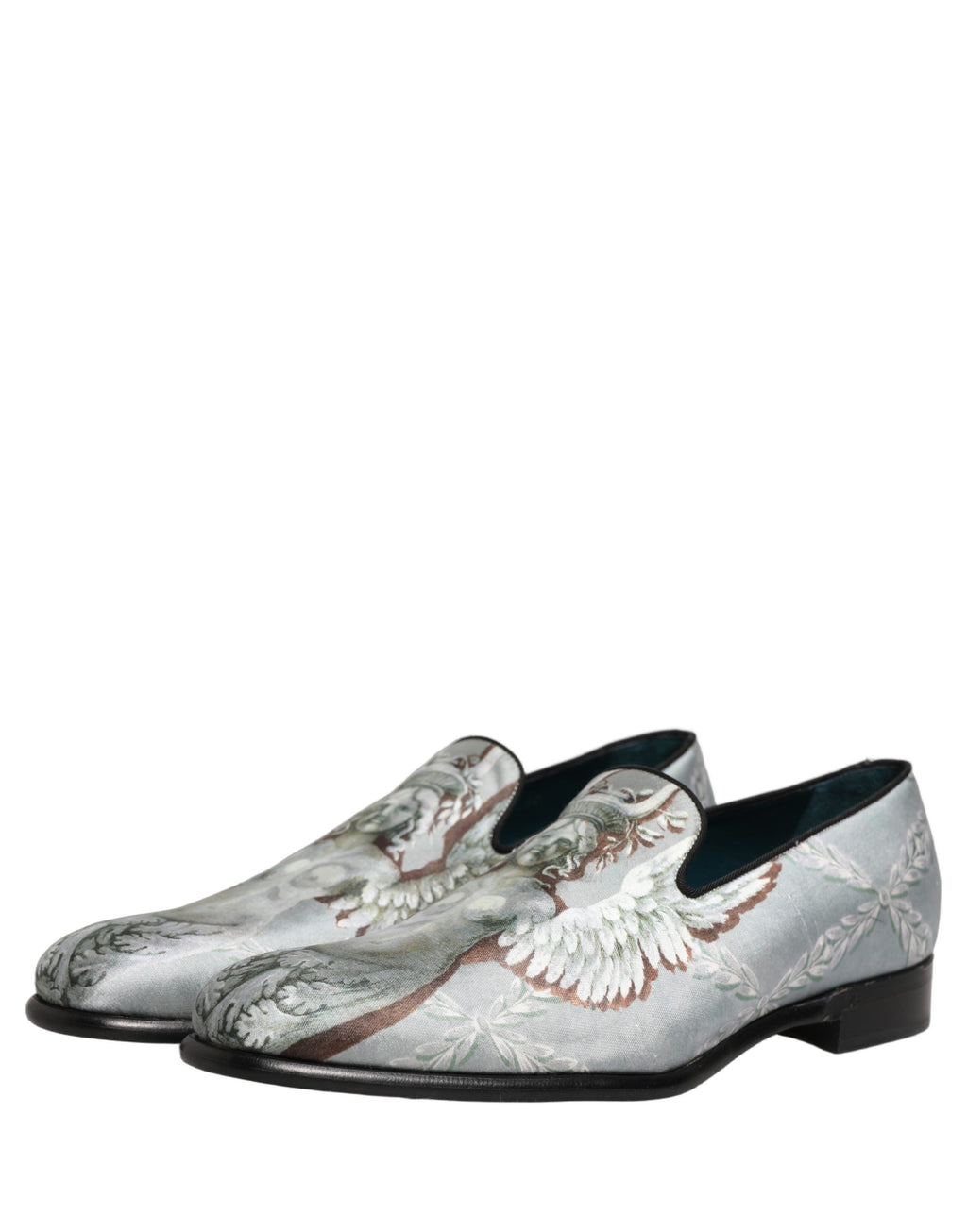Dolce & Gabbana Graue Barock-Engel-Loafer aus Samt für Herren