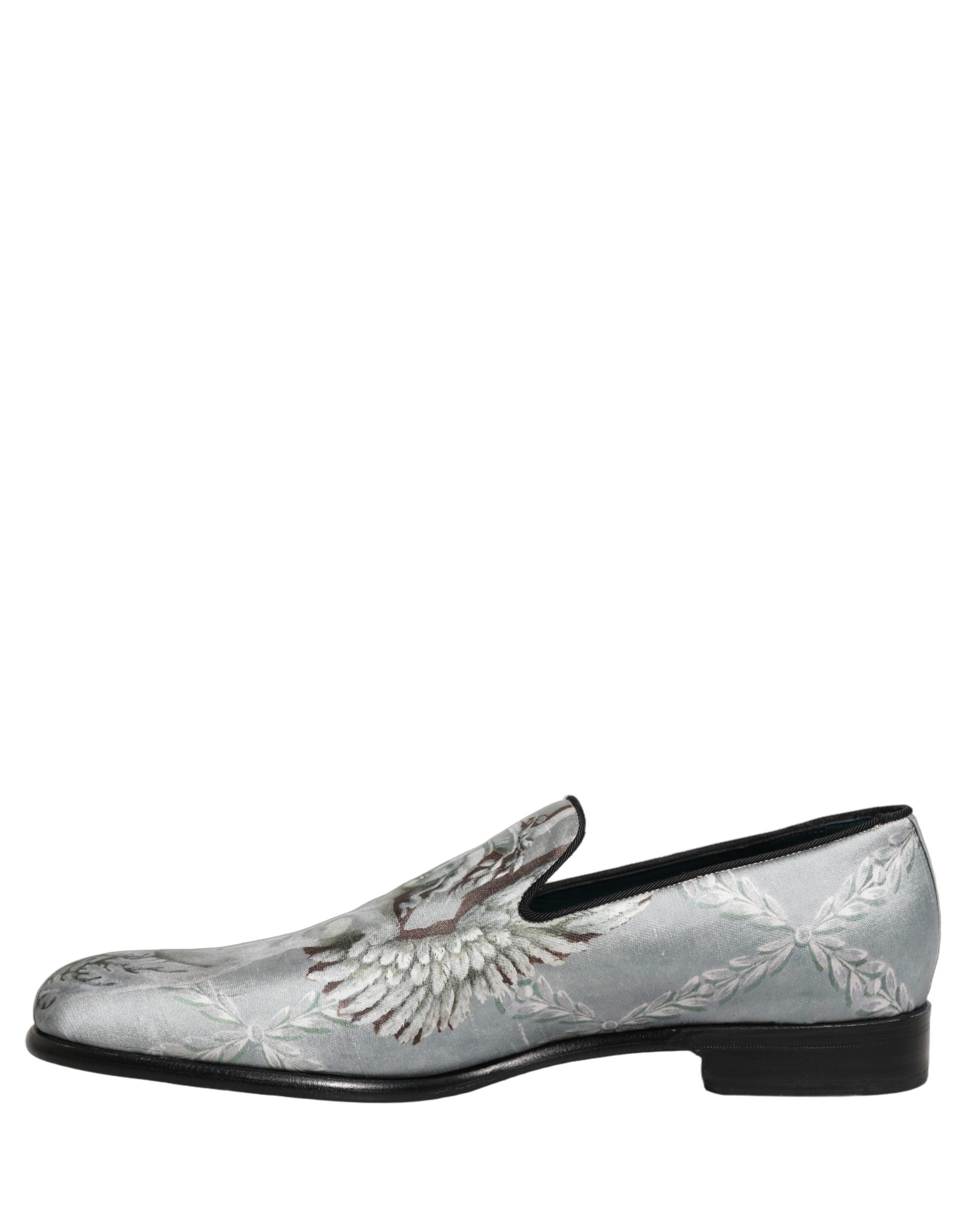 Dolce & Gabbana Graue Barock-Engel-Loafer aus Samt für Herren