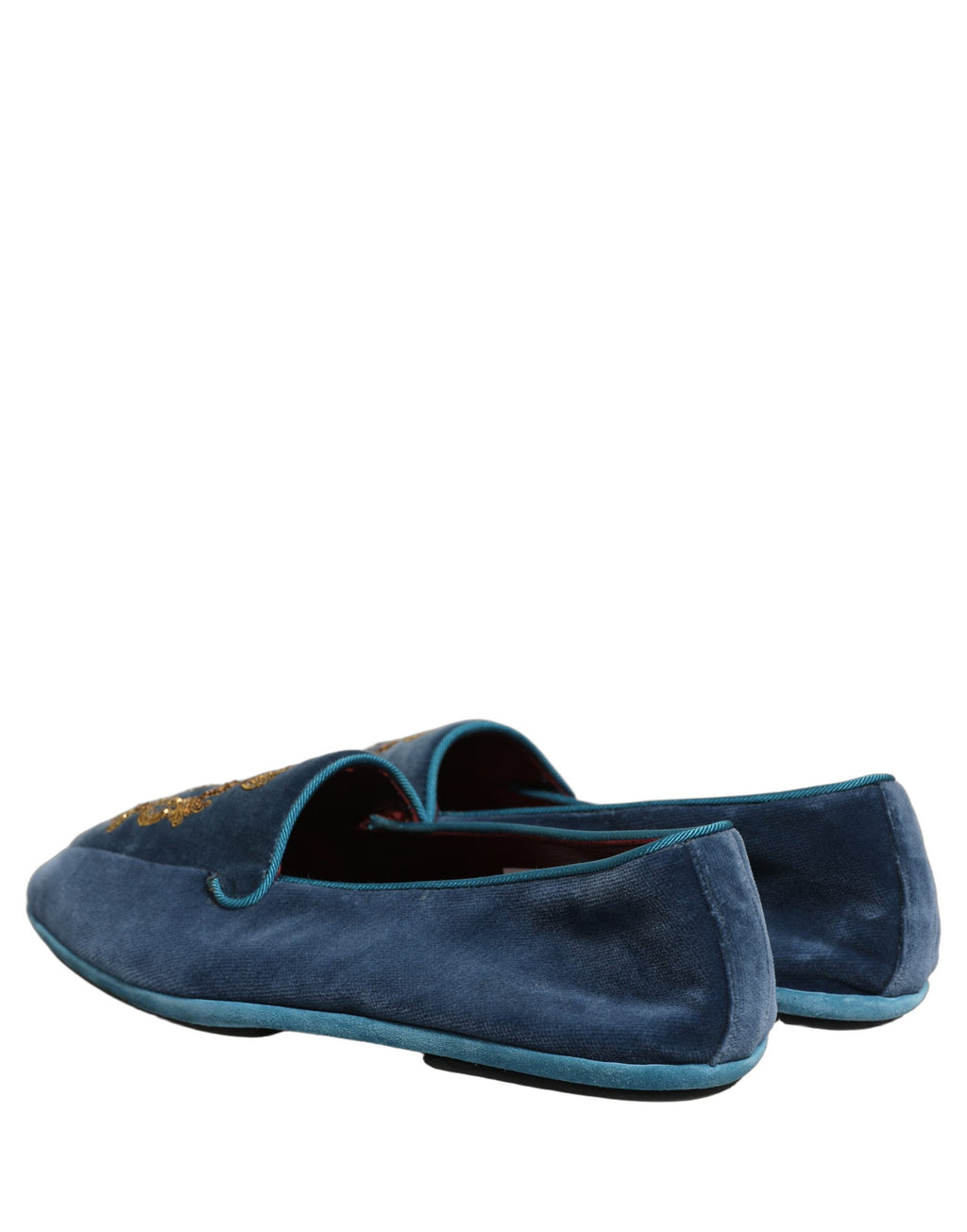 Dolce & Gabbana Blaue Samt-Loafer mit Kronenstickerei