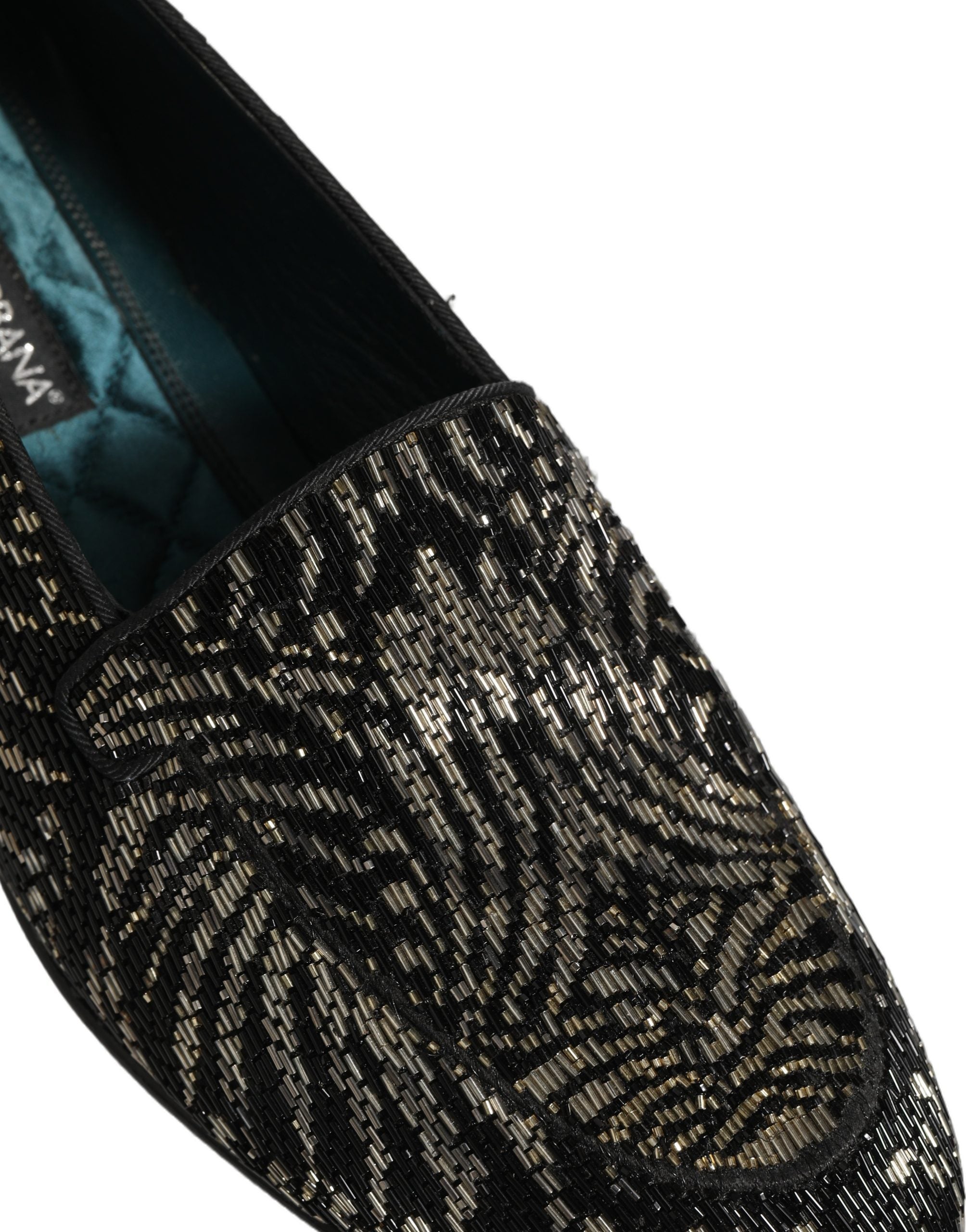 Dolce & Gabbana Schwarze Loafer mit silbernen Verzierungen