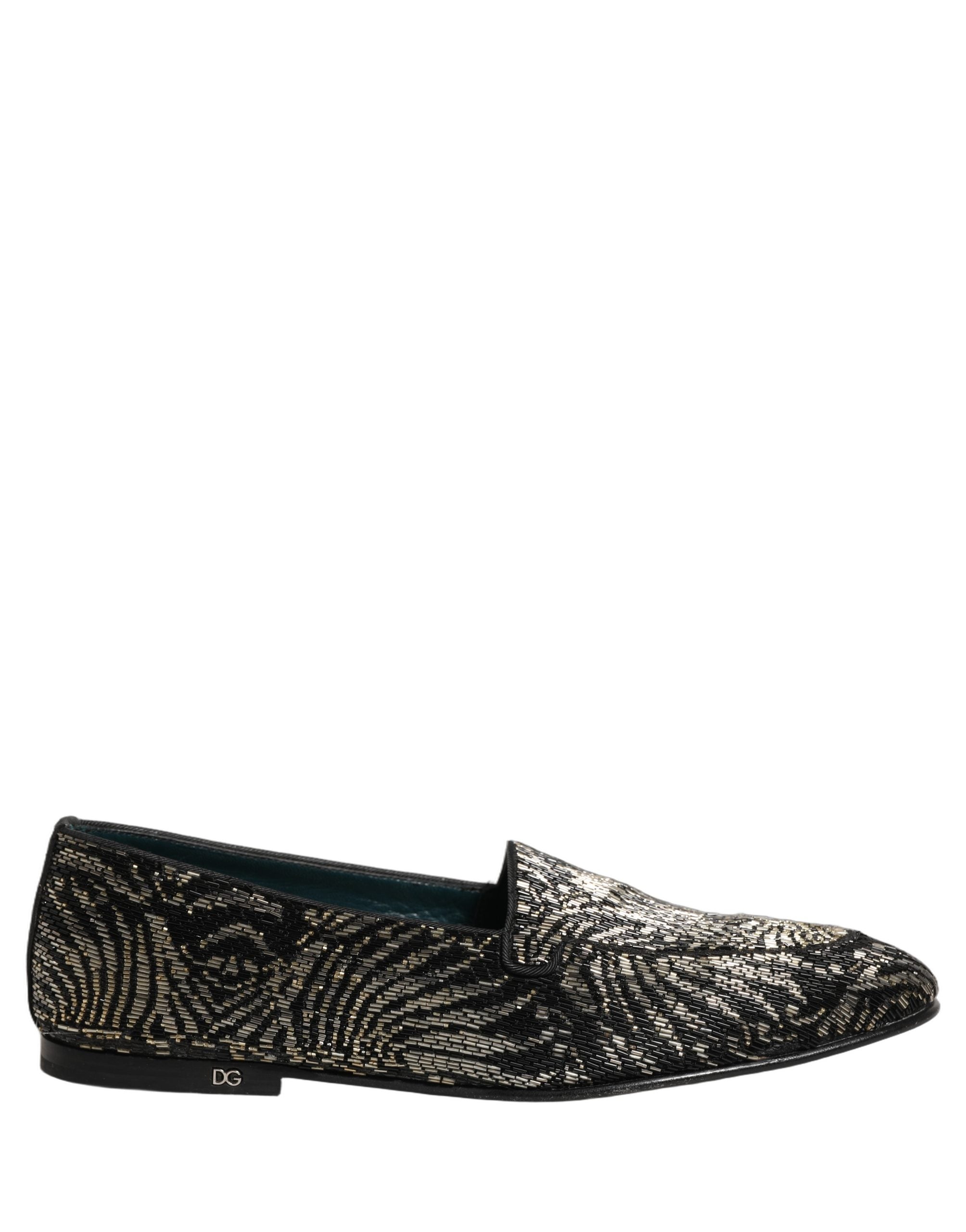 Dolce & Gabbana Schwarze Loafer mit silbernen Verzierungen