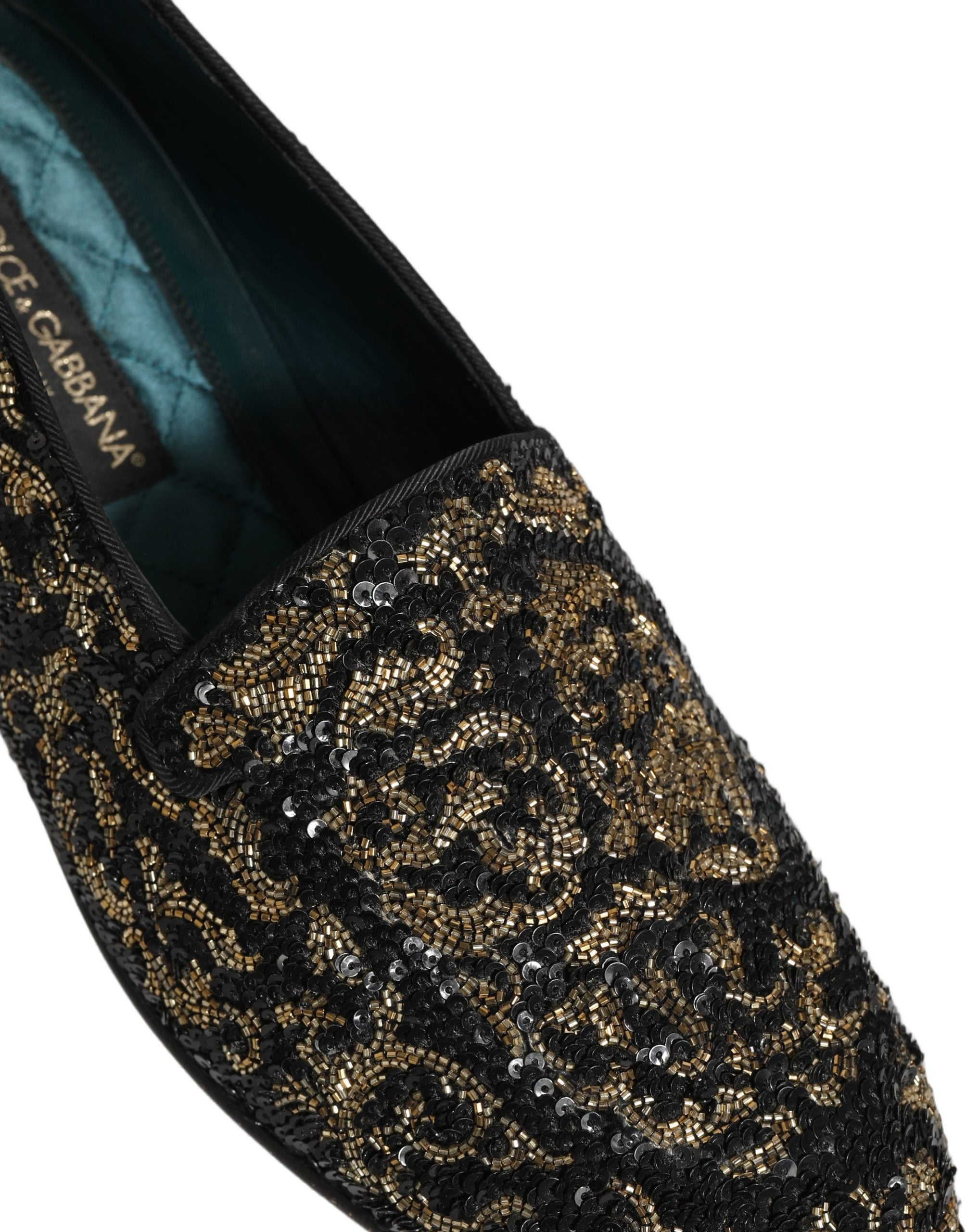 Dolce & Gabbana Schwarze Loafer mit Goldverzierungen