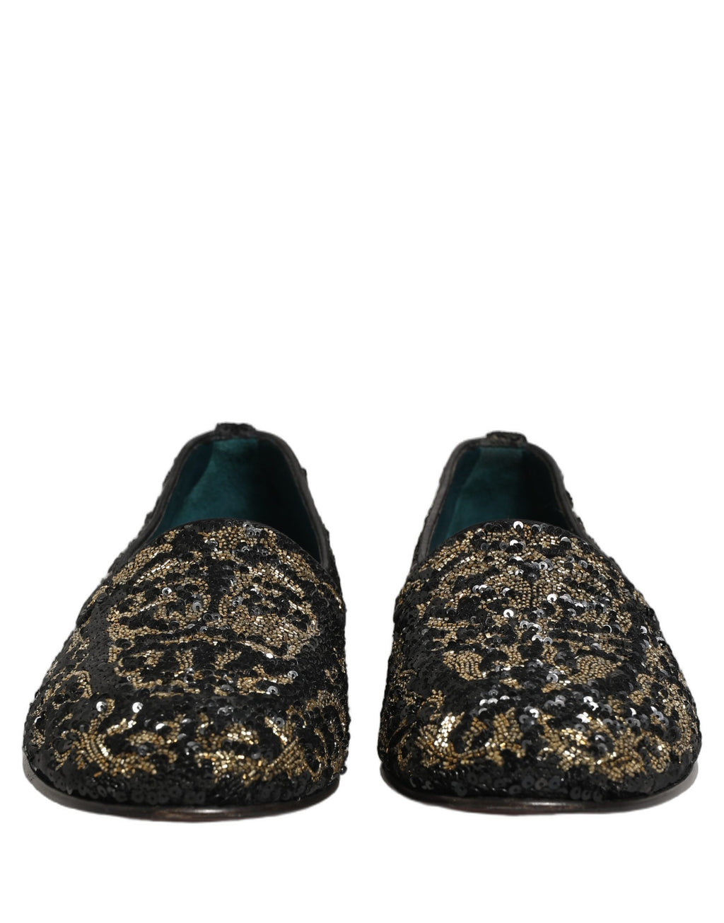 Dolce & Gabbana Schwarze Loafer mit Goldverzierungen