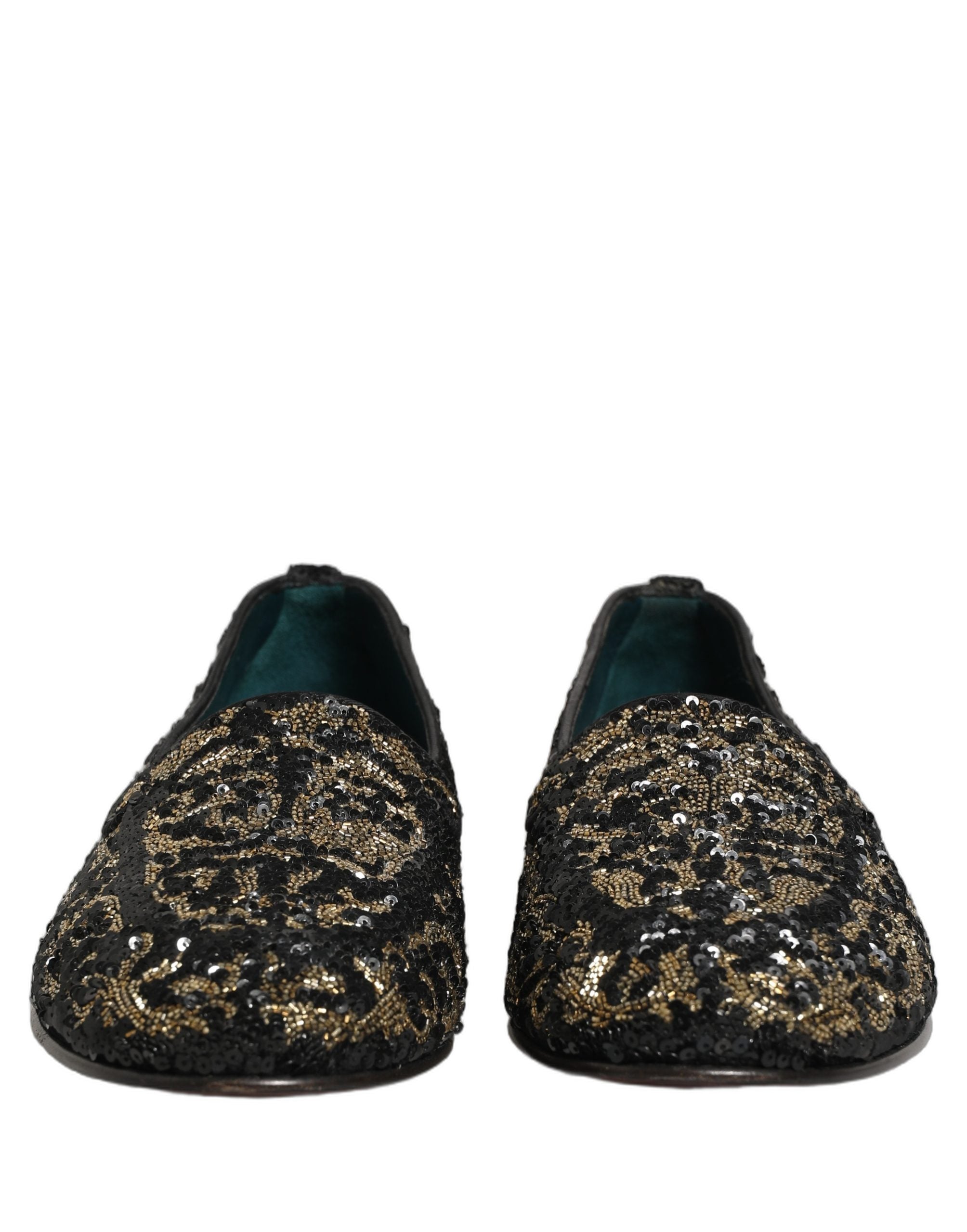 Dolce & Gabbana Schwarze Loafer mit Goldverzierungen