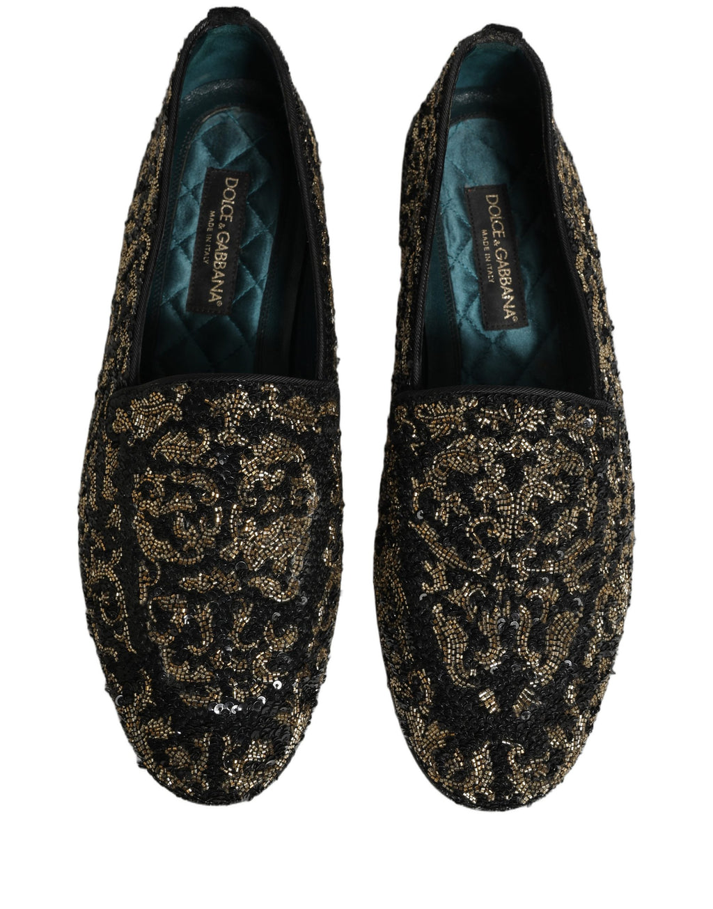 Dolce & Gabbana Schwarze Loafer mit Goldverzierungen