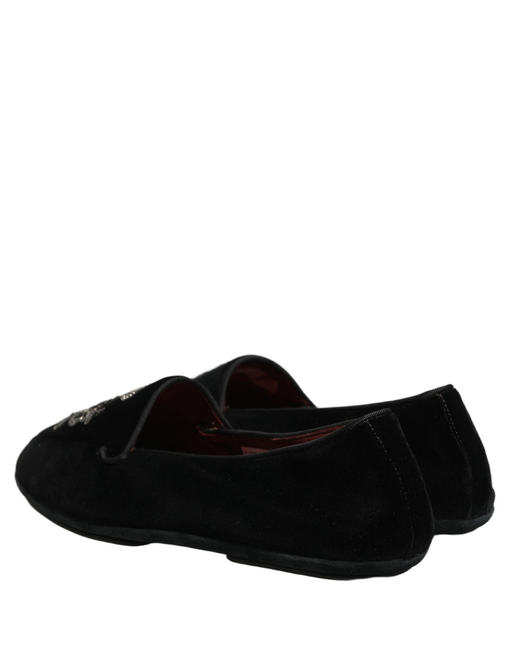 Dolce & Gabbana Schwarze Loafer mit Samt und Kronenstickerei