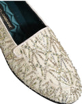 Dolce & Gabbana Weiße Samt-Loafer mit Stickerei