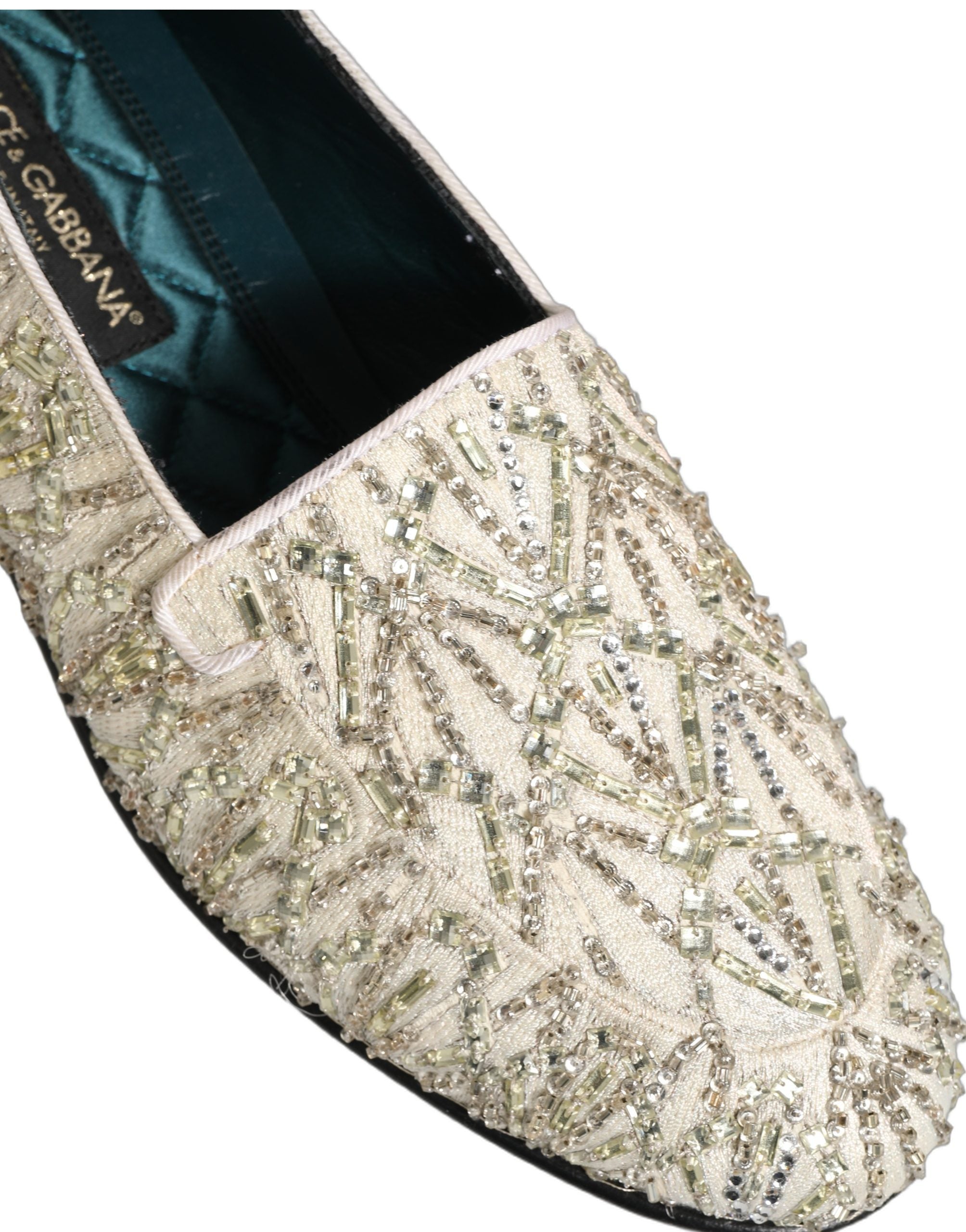 Dolce & Gabbana Weiße Samt-Loafer mit Stickerei