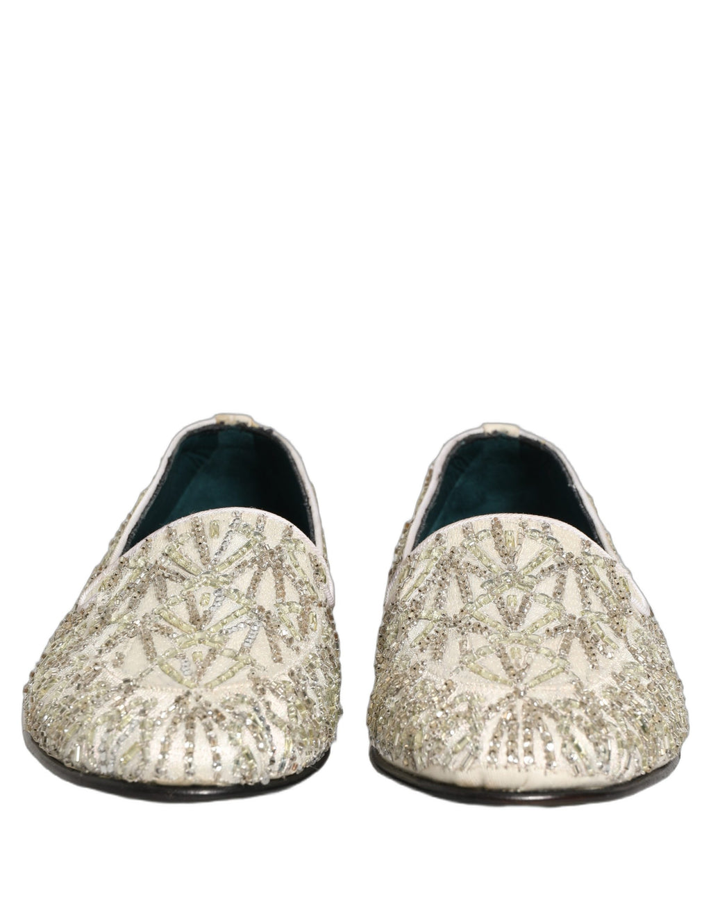 Dolce & Gabbana Weiße Samt-Loafer mit Stickerei