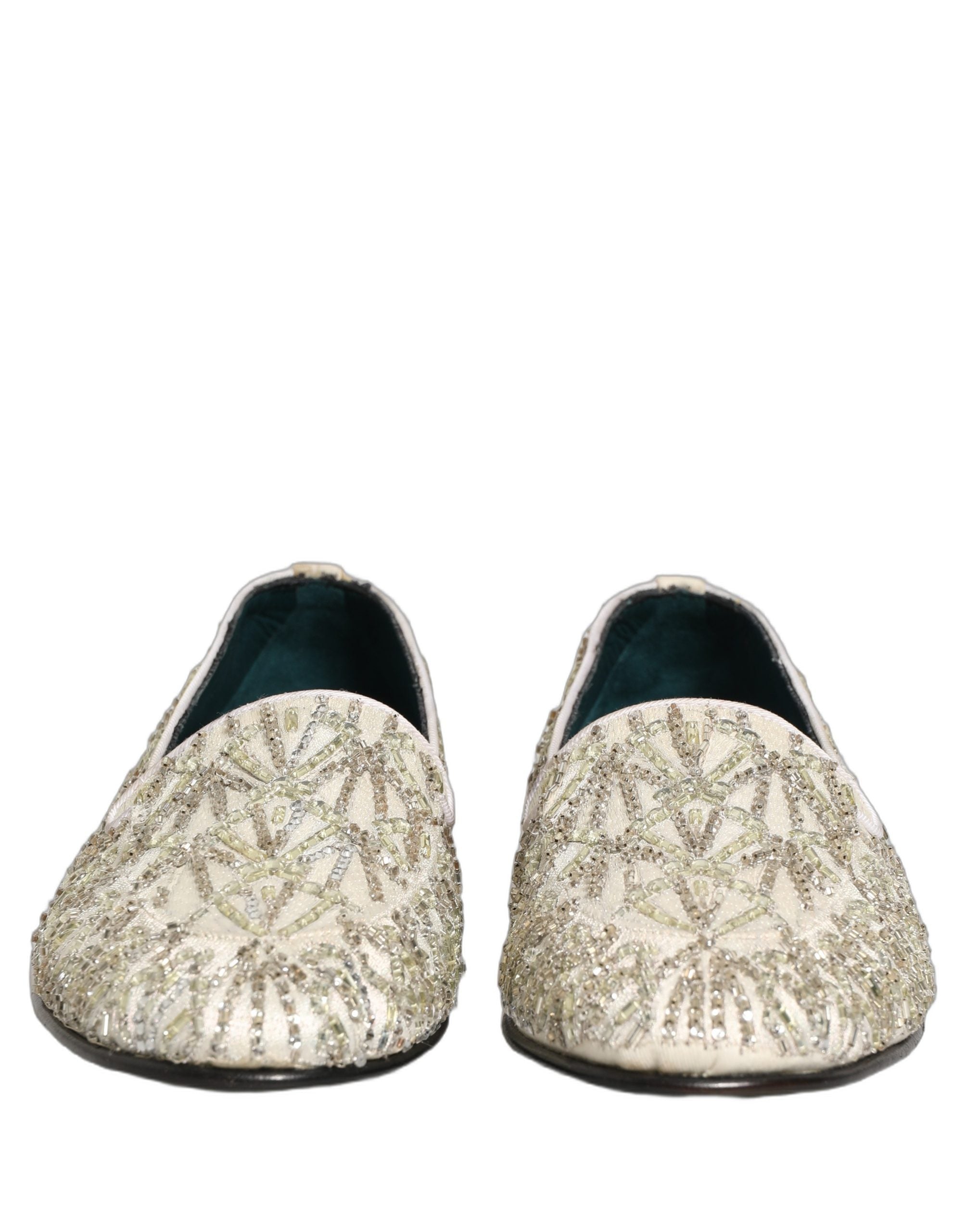 Dolce & Gabbana Weiße Samt-Loafer mit Stickerei