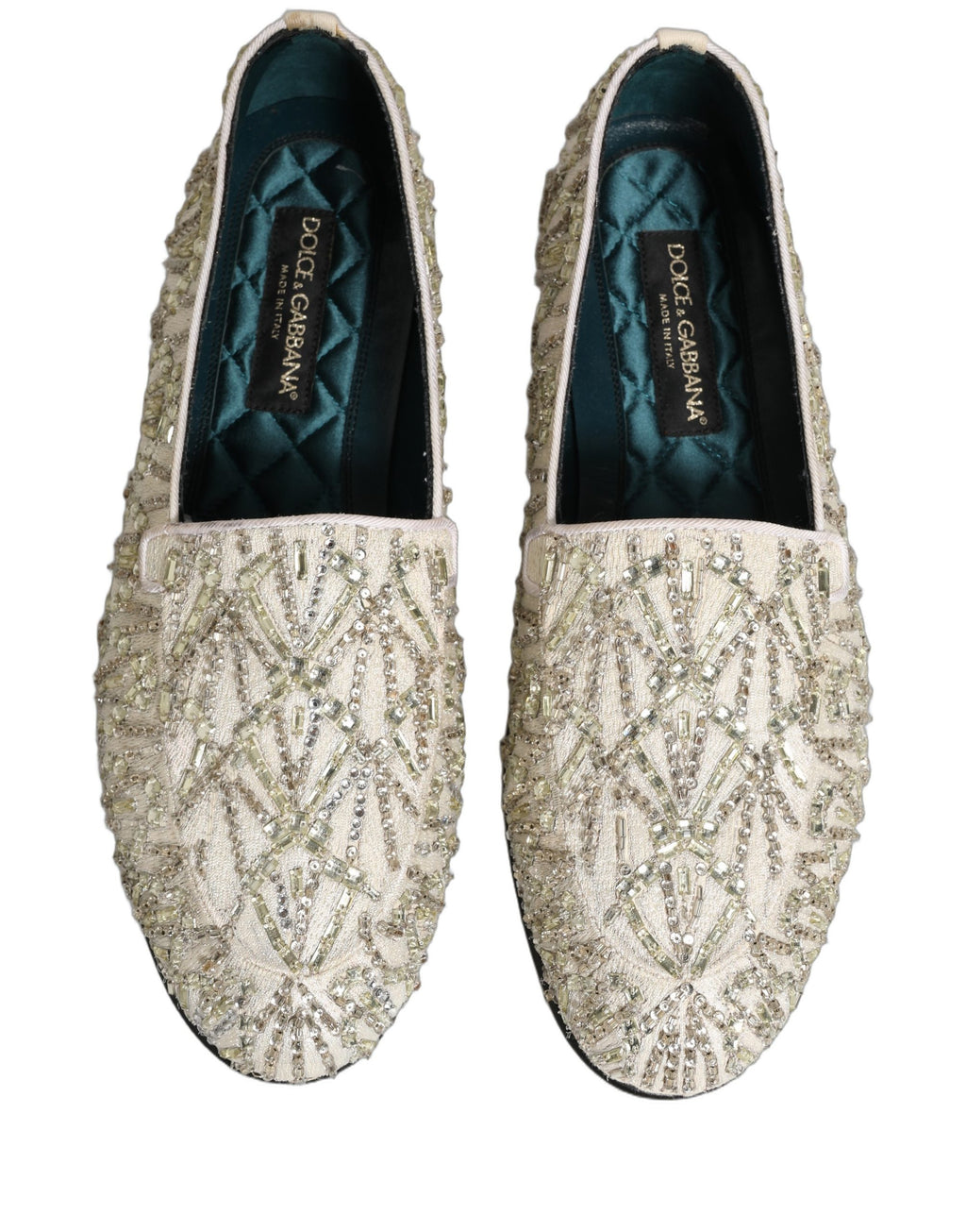 Dolce & Gabbana Weiße Samt-Loafer mit Stickerei