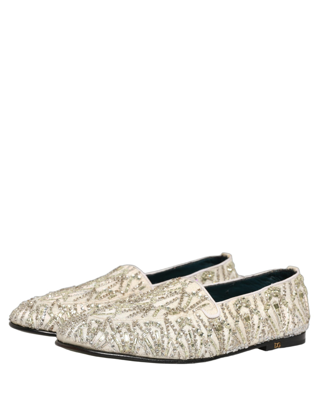 Dolce & Gabbana Weiße Samt-Loafer mit Stickerei