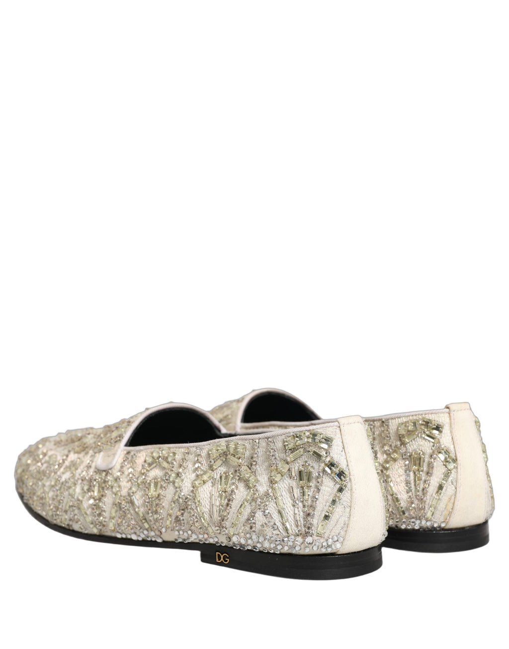 Dolce & Gabbana Weiße Samt-Loafer mit Stickerei