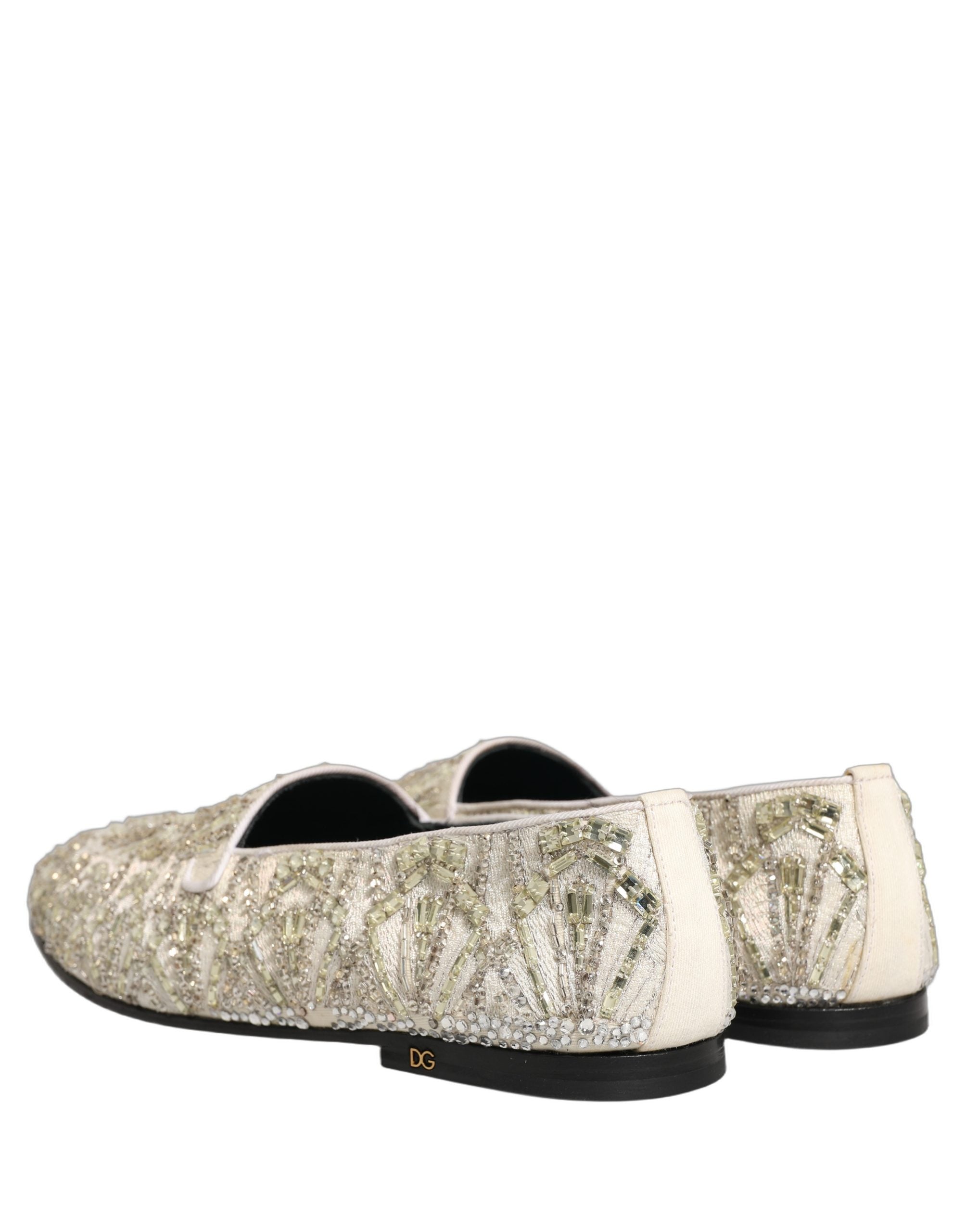 Dolce & Gabbana Weiße Samt-Loafer mit Stickerei