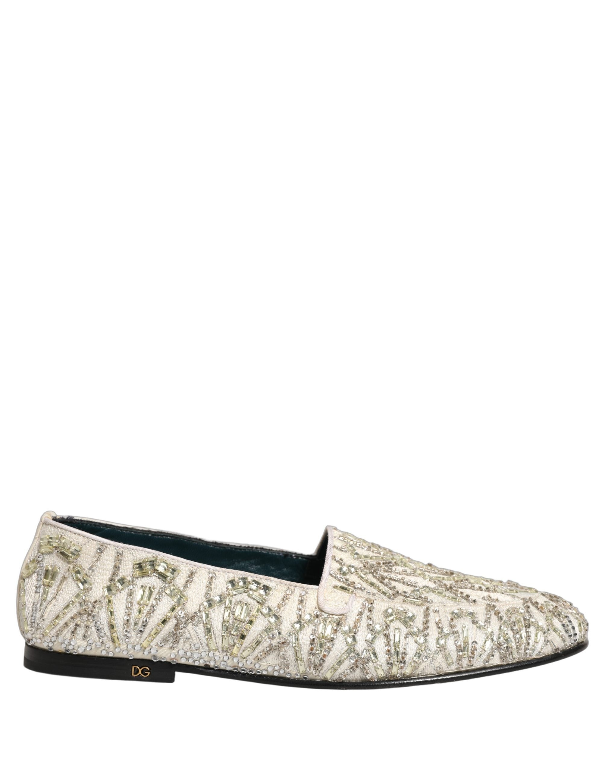 Dolce & Gabbana Weiße Samt-Loafer mit Stickerei