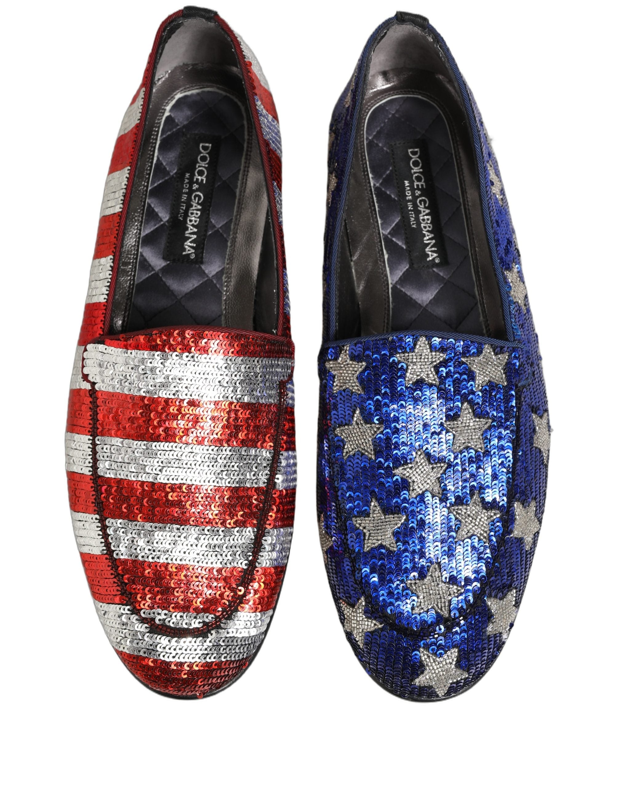 Dolce & Gabbana Multicolor Flag Sequin Dress Loafers Shoes