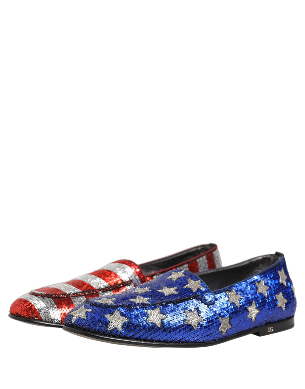 Dolce & Gabbana Multicolor Flag Sequin Dress Loafers Shoes