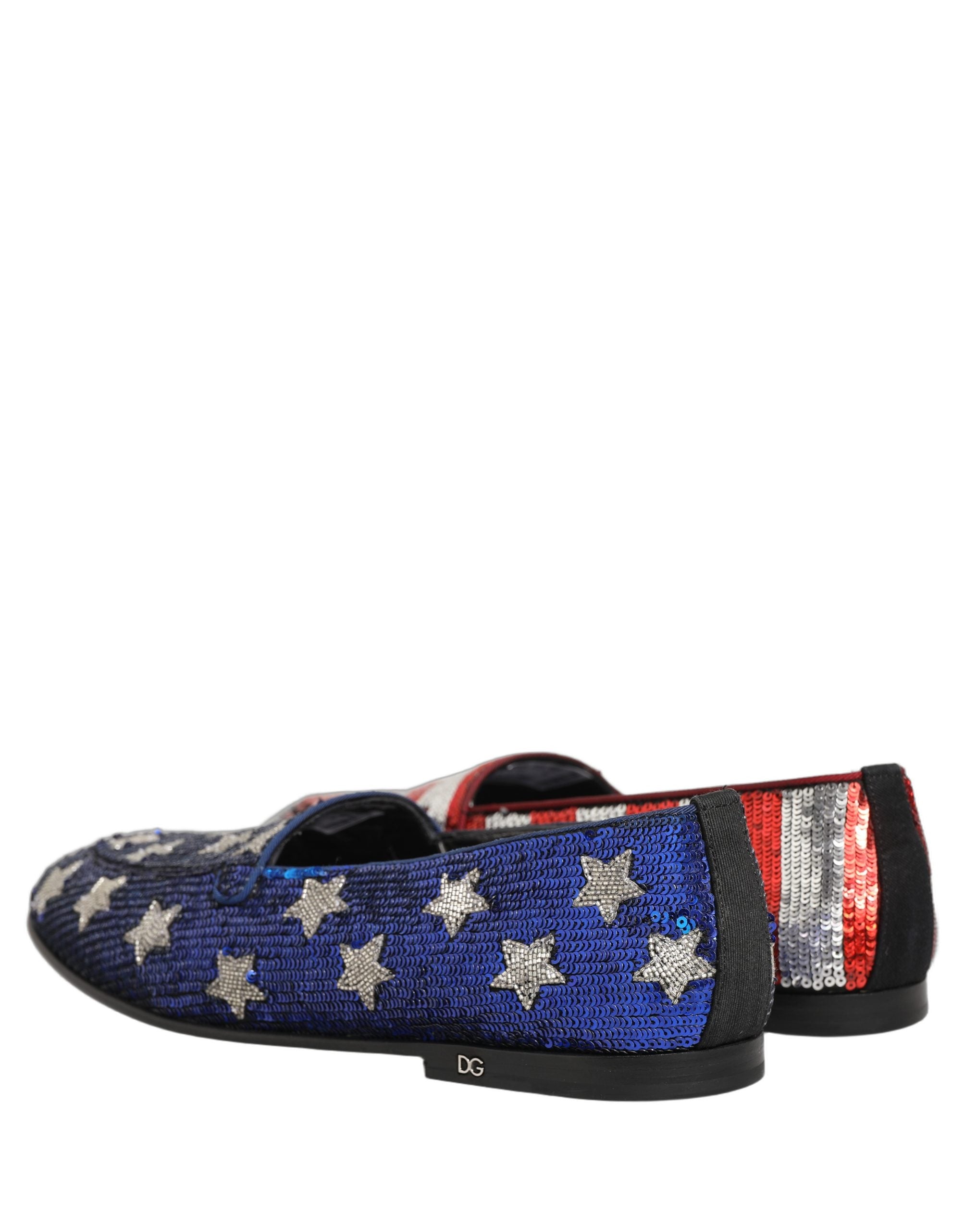 Dolce & Gabbana Multicolor Flag Sequin Dress Loafers Shoes