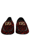 Dolce & Gabbana Rote Loafer-Schuhe aus Ponyfell mit Leopardenmuster