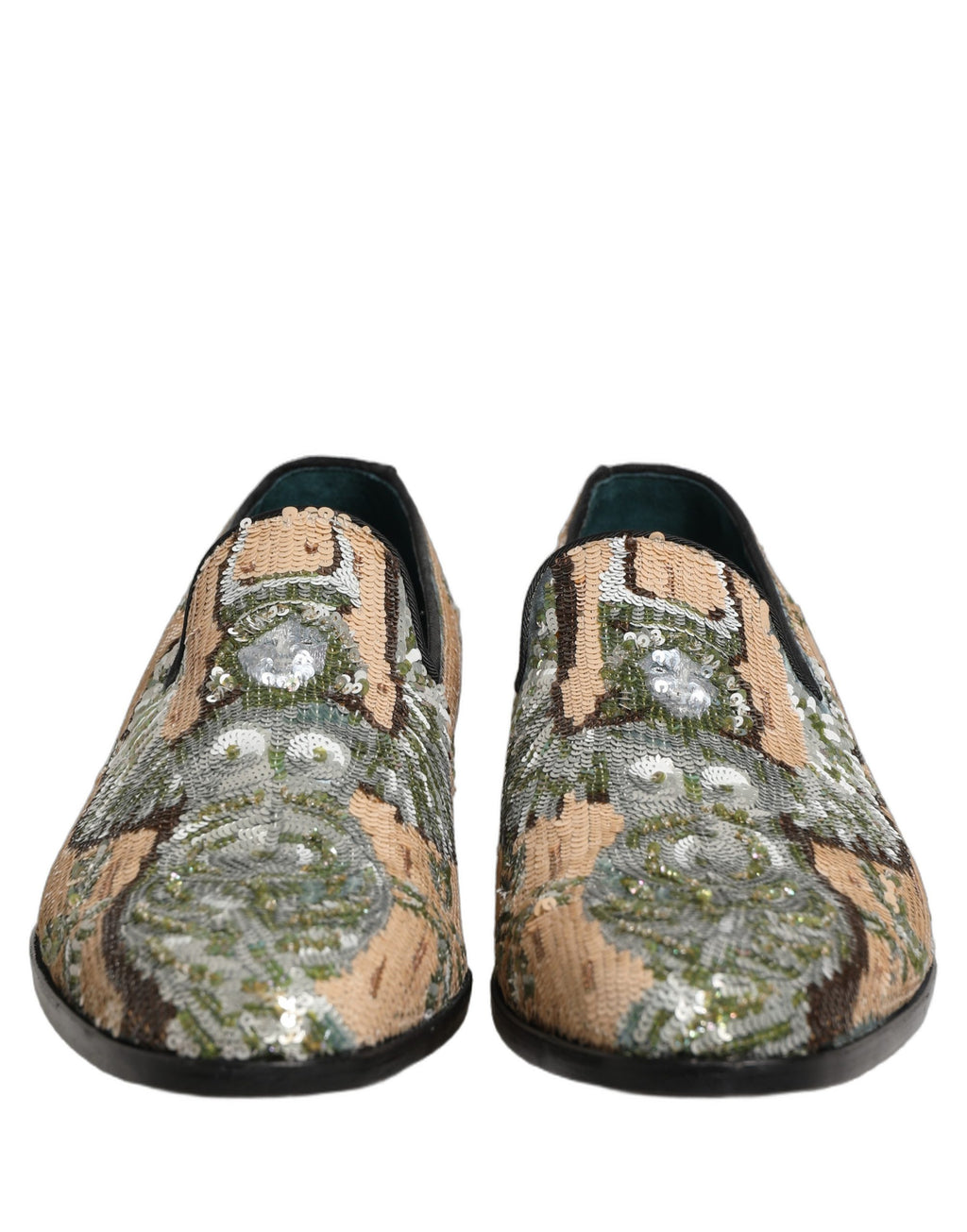 Dolce & Gabbana Beige Loafers mit Paillettenstickerei