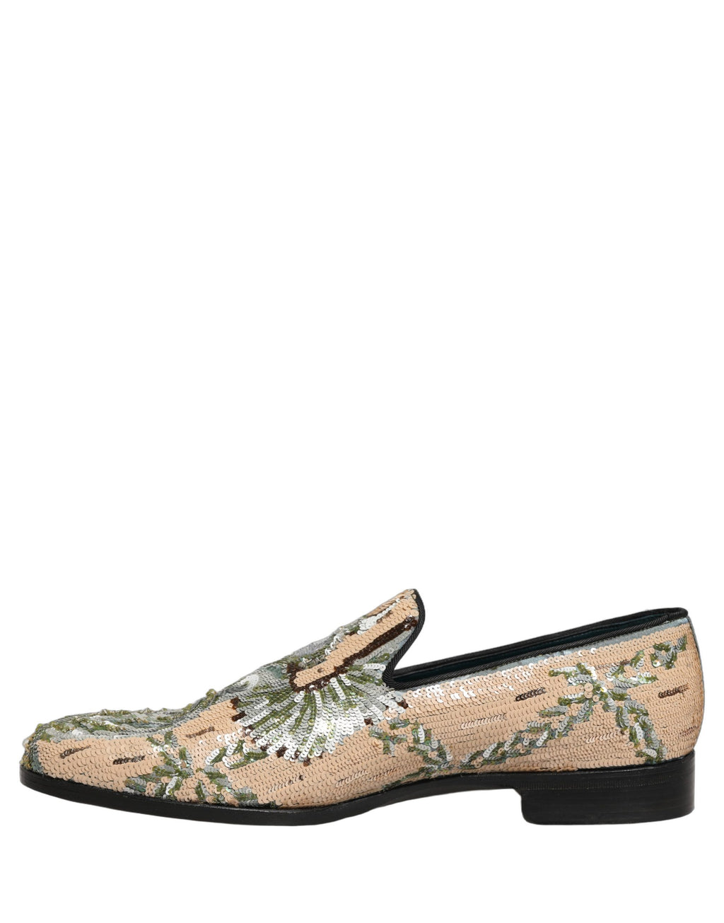 Dolce & Gabbana Beige Loafers mit Paillettenstickerei