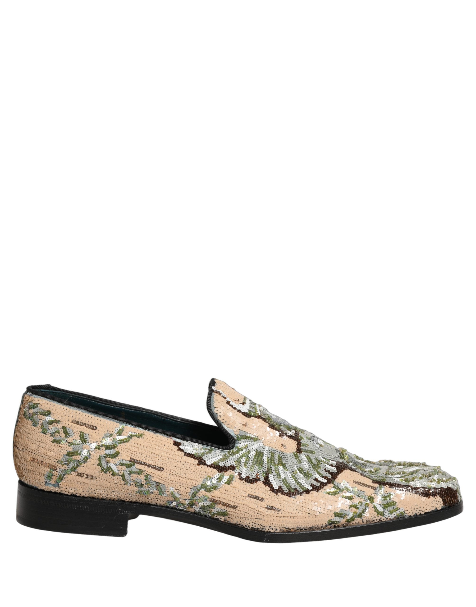 Dolce & Gabbana Beige Loafers mit Paillettenstickerei