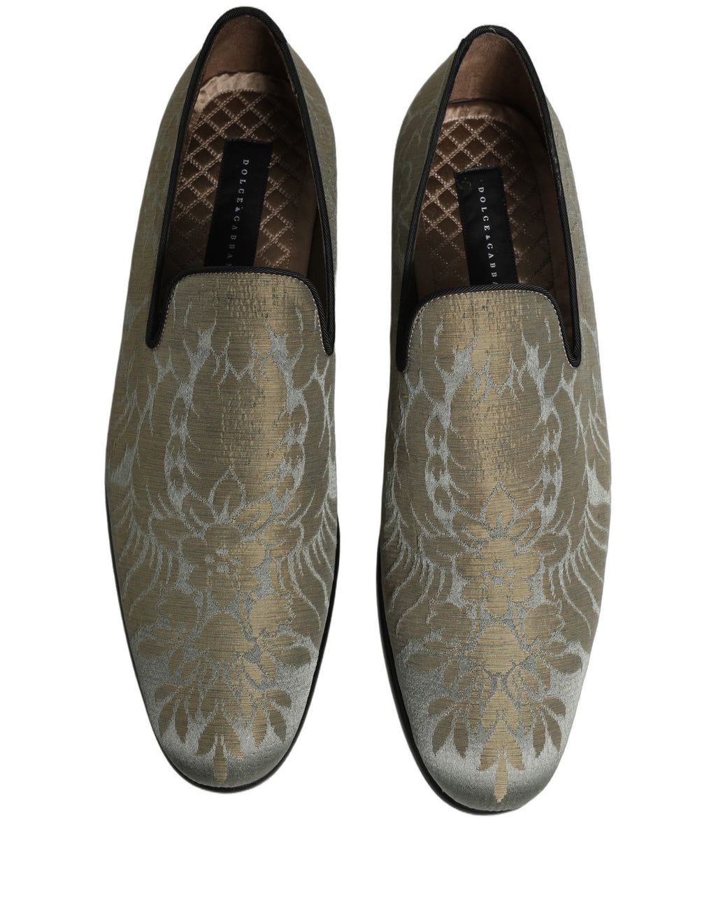Dolce & Gabbana Goldfarbene Jacquard-Loafer zum Hineinschlüpfen