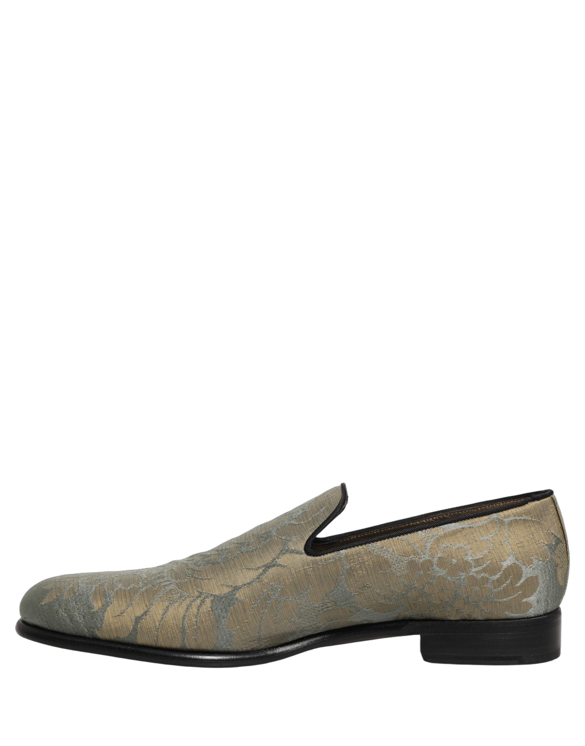Dolce & Gabbana Goldfarbene Jacquard-Loafer zum Hineinschlüpfen