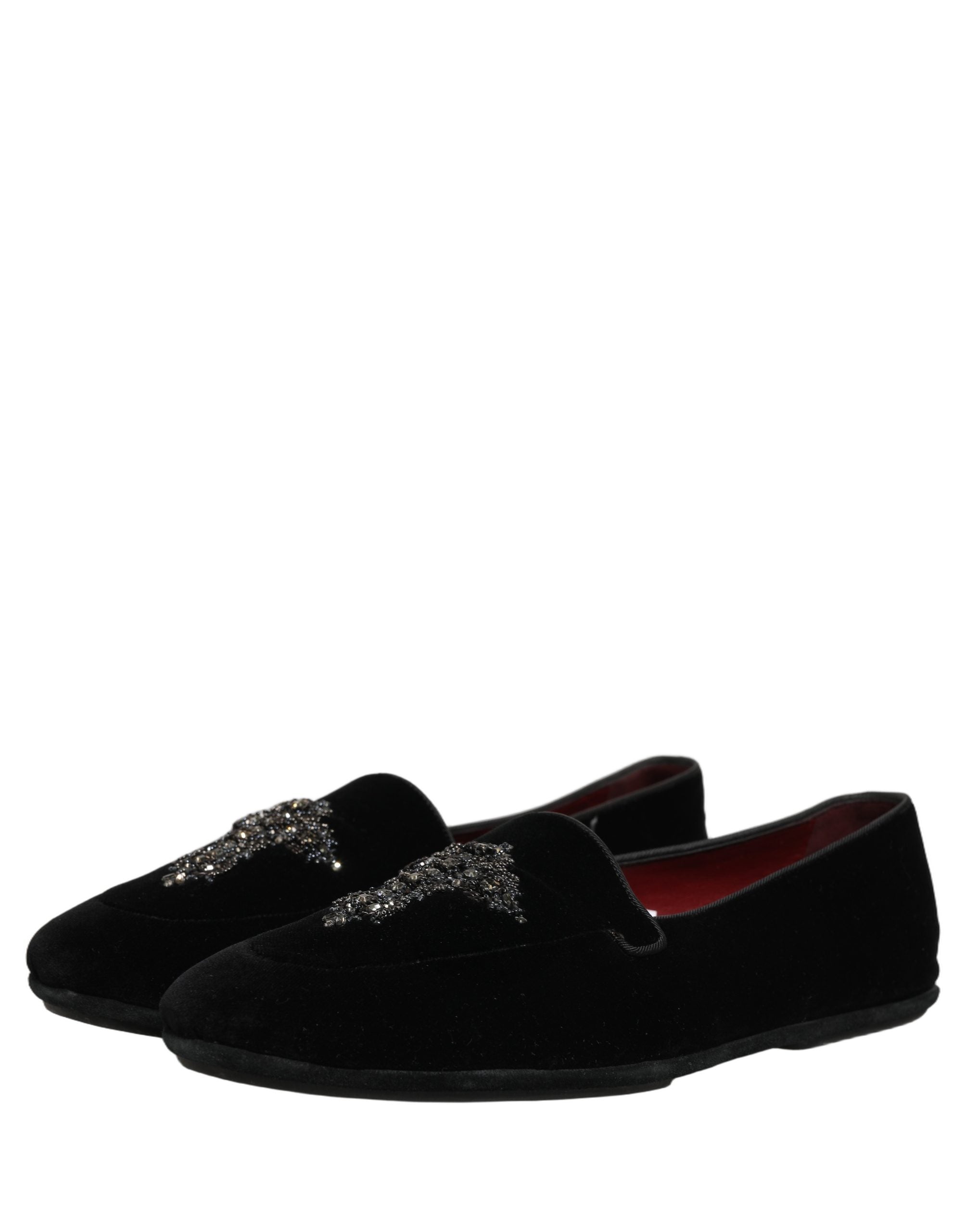 Dolce & Gabbana Schwarze Mokassins aus Wildleder mit Verzierungen