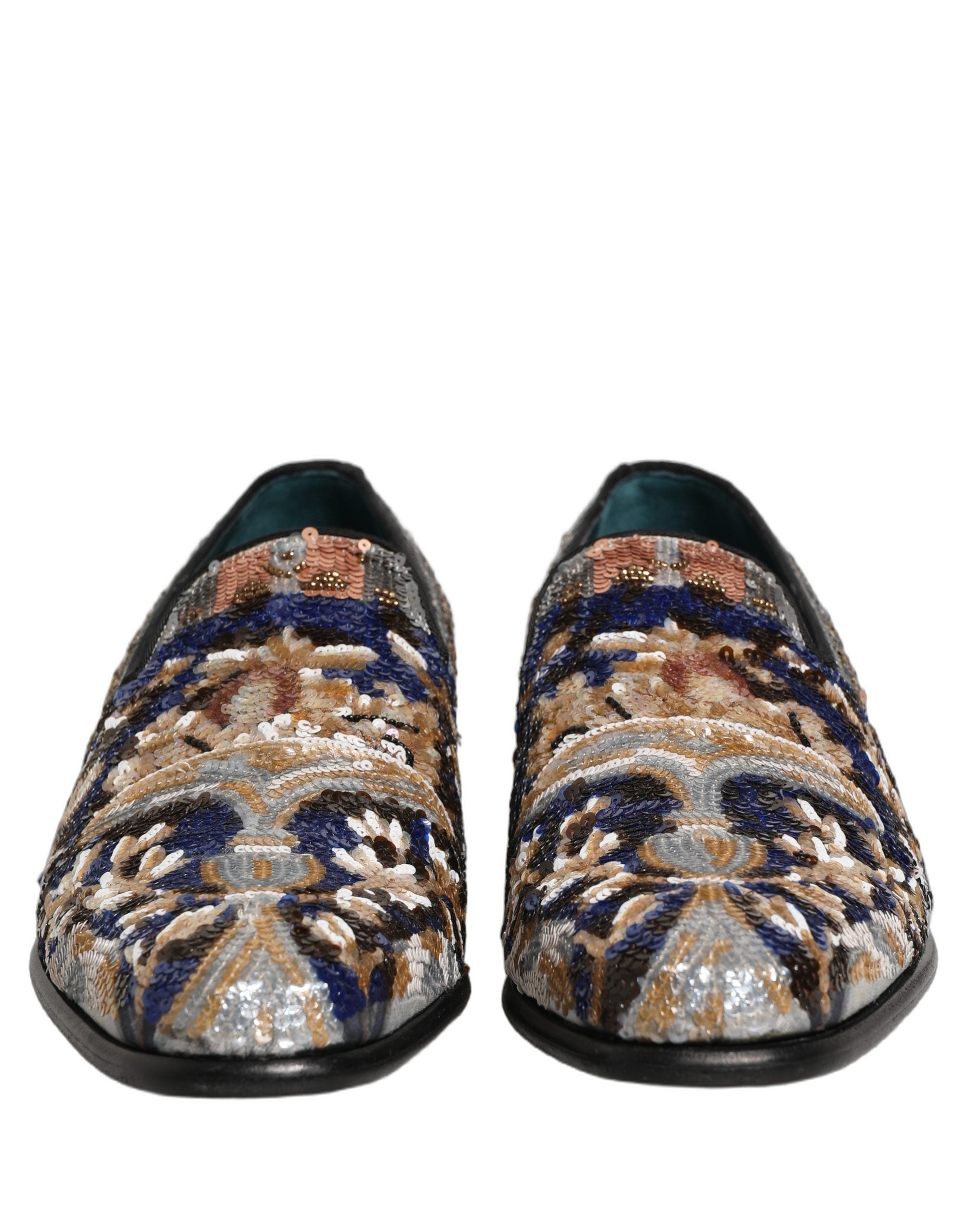 Dolce & Gabbana Multicolor bestickte Loafer mit Pailletten