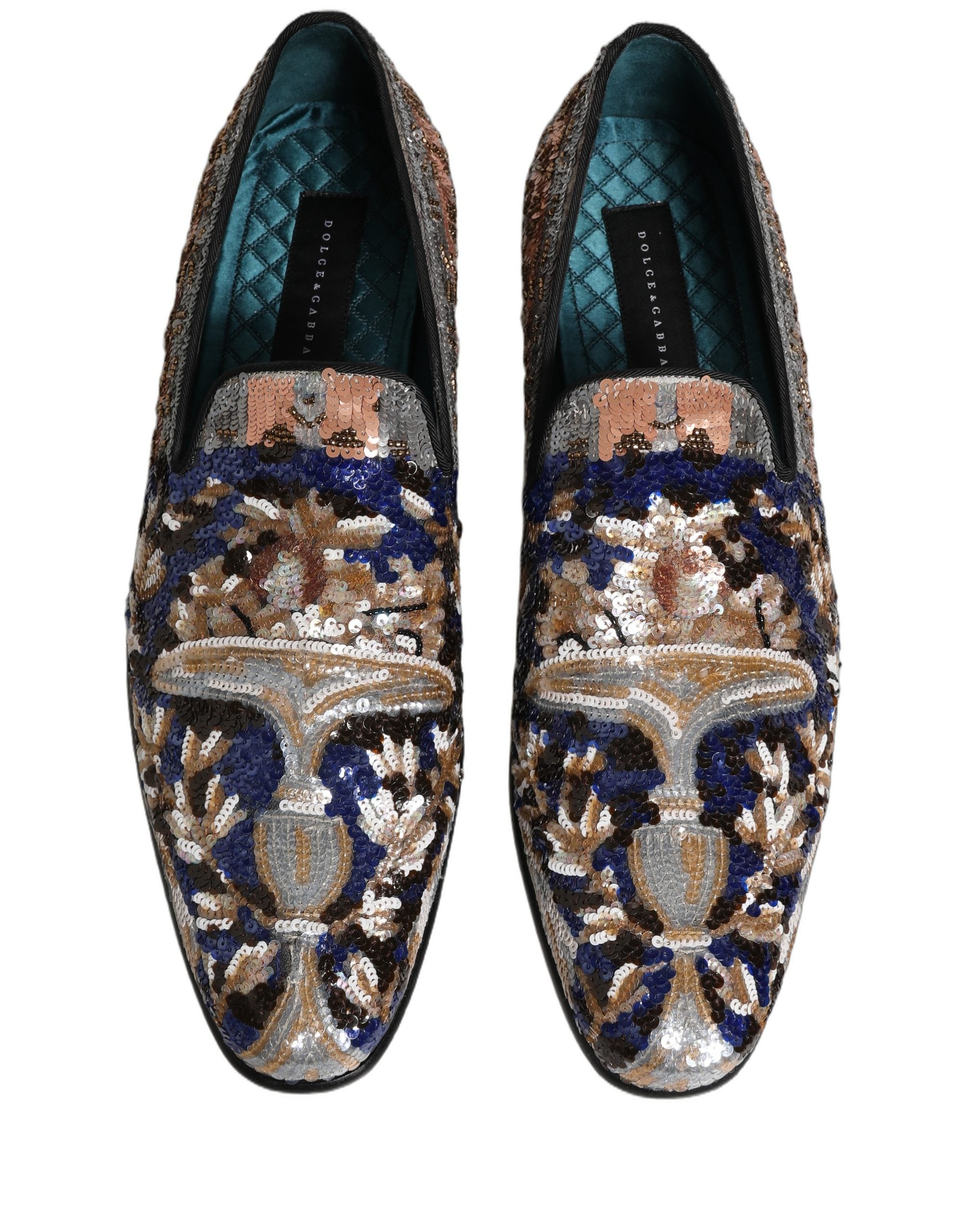 Dolce & Gabbana Multicolor bestickte Loafer mit Pailletten