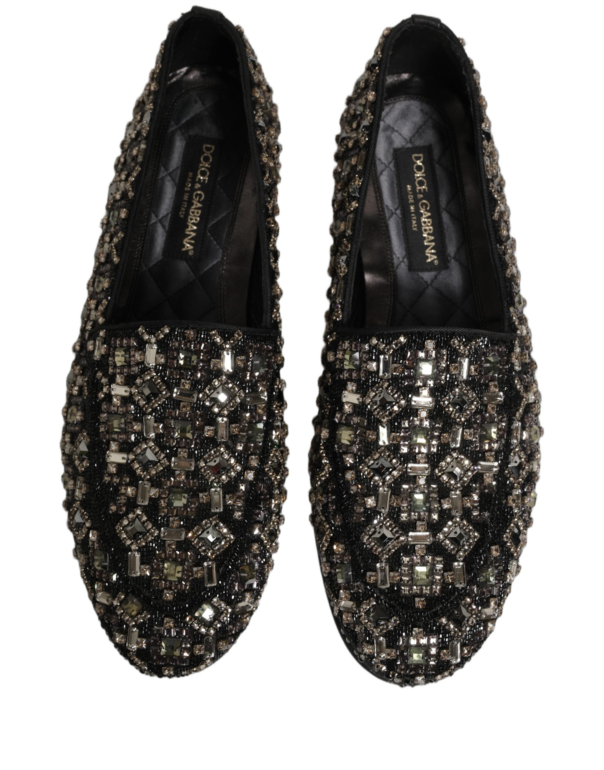 Dolce & Gabbana Silberne Leder Loafer mit Logo zum Hineinschlüpfen