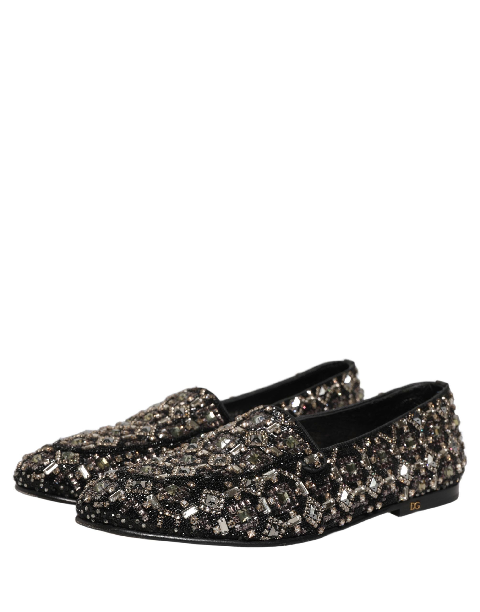 Dolce & Gabbana Schwarze Loafer mit Kristallbesatz