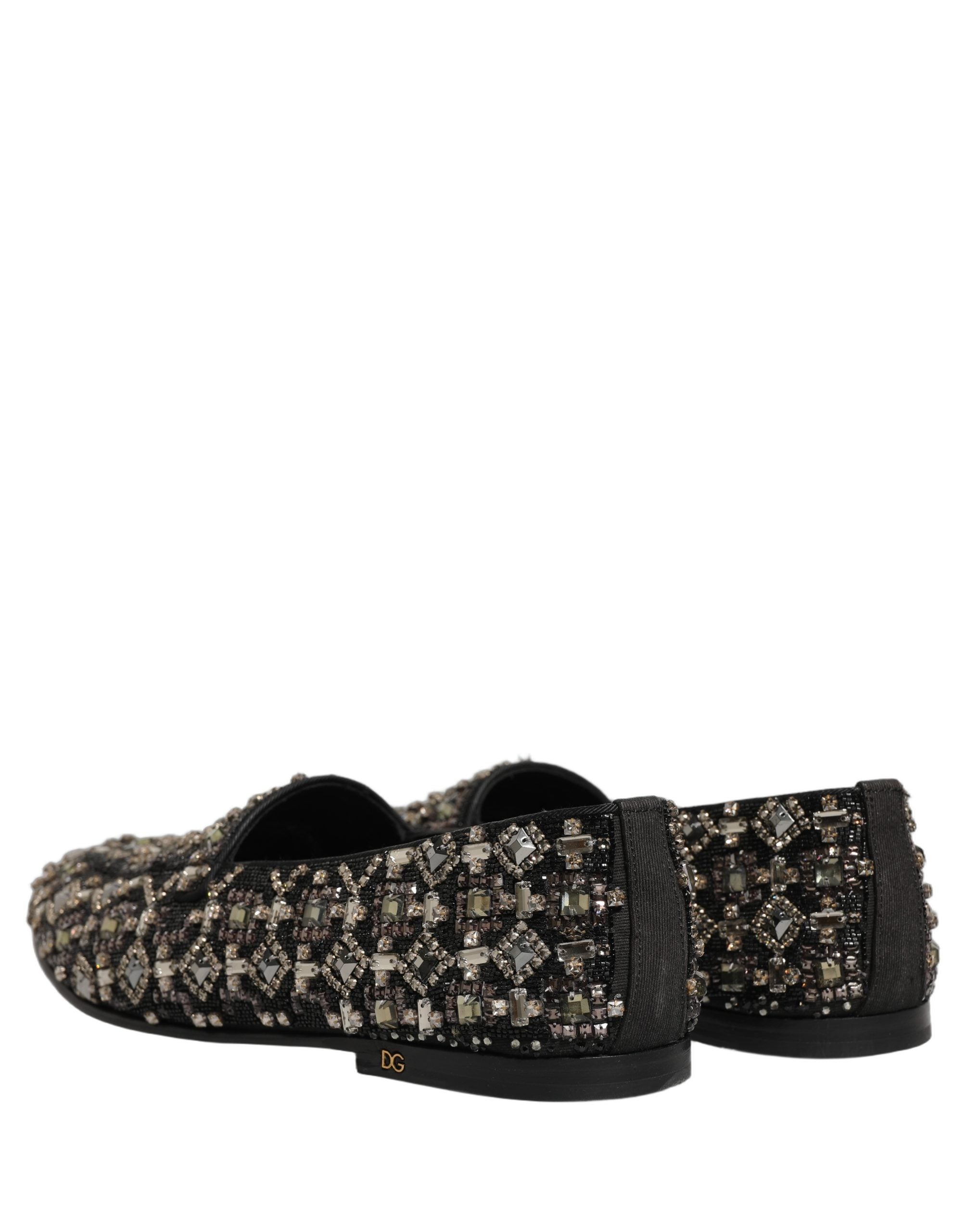 Dolce & Gabbana Schwarze Loafer mit Kristallbesatz
