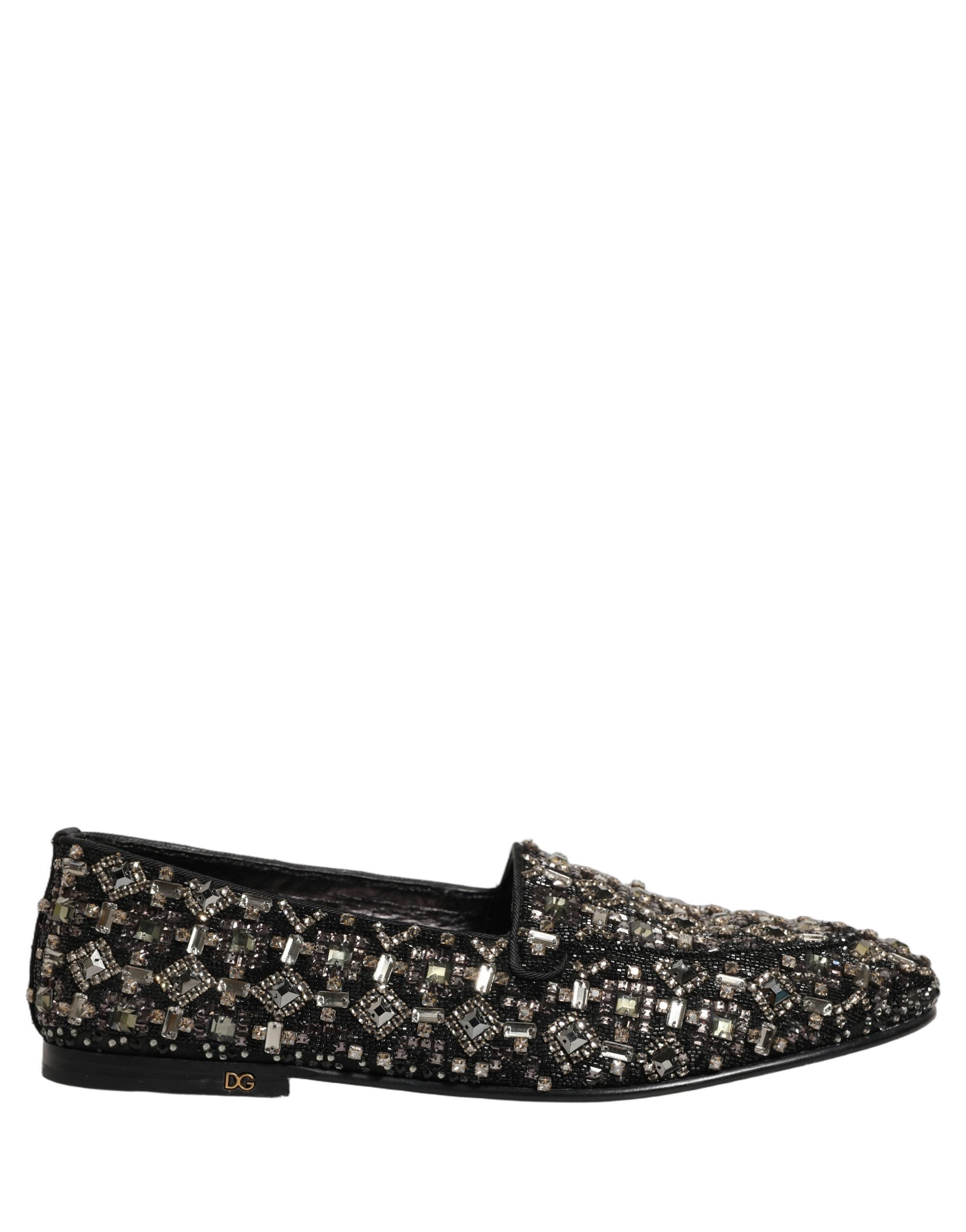 Dolce & Gabbana Schwarze Loafer mit Kristallbesatz