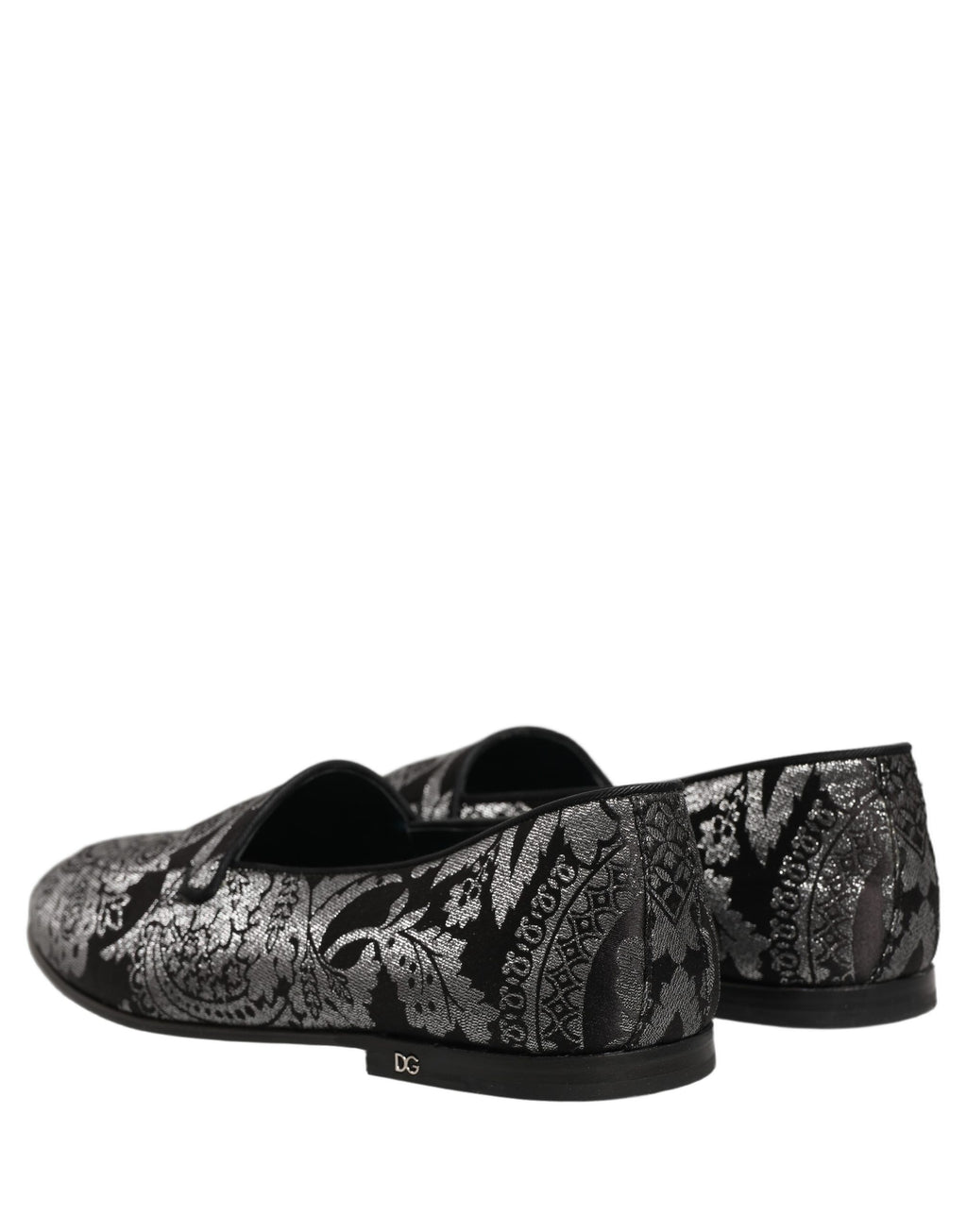 Dolce & Gabbana Silberne Jacquard-Loafer aus Leder zum Hineinschlüpfen