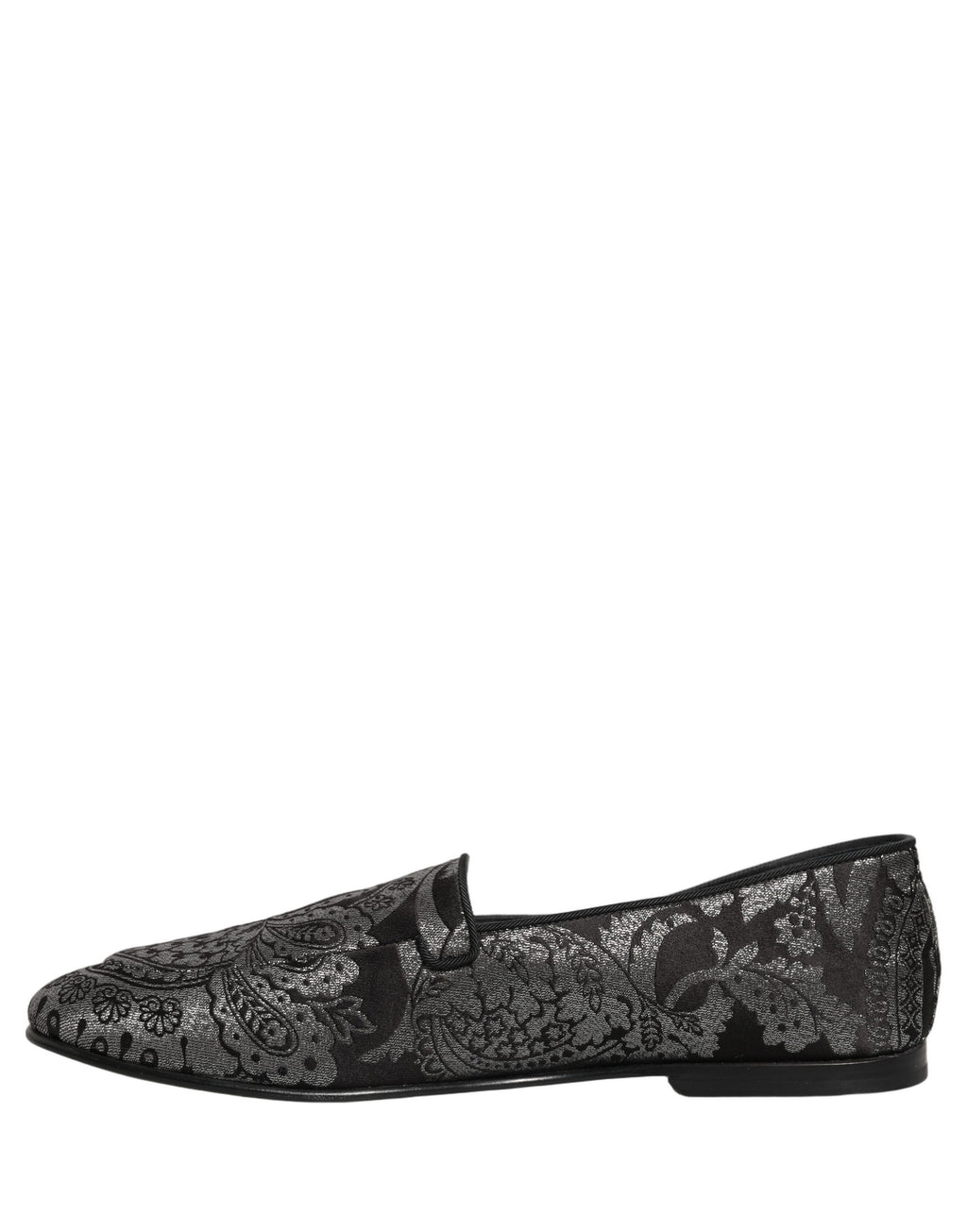 Dolce & Gabbana Silberne Jacquard-Loafer aus Leder zum Hineinschlüpfen