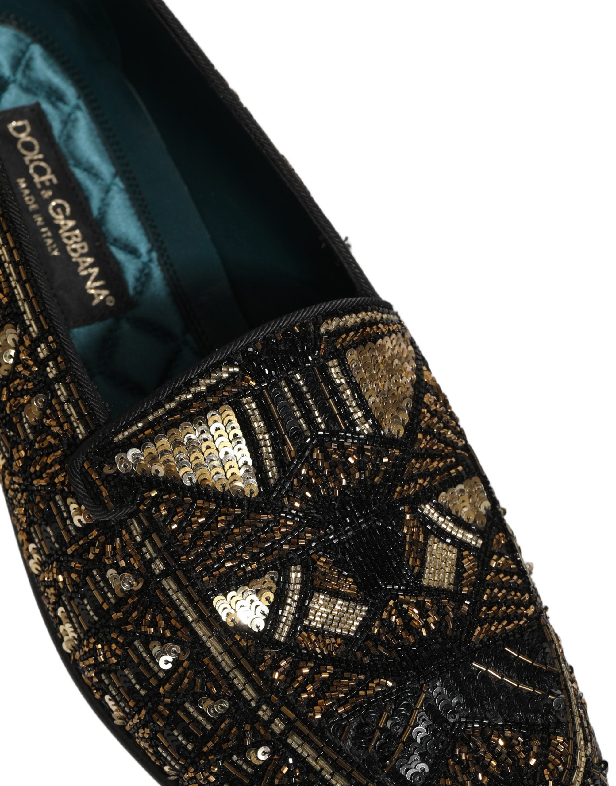 Dolce & Gabbana Schwarze Loafer mit Goldverzierungen