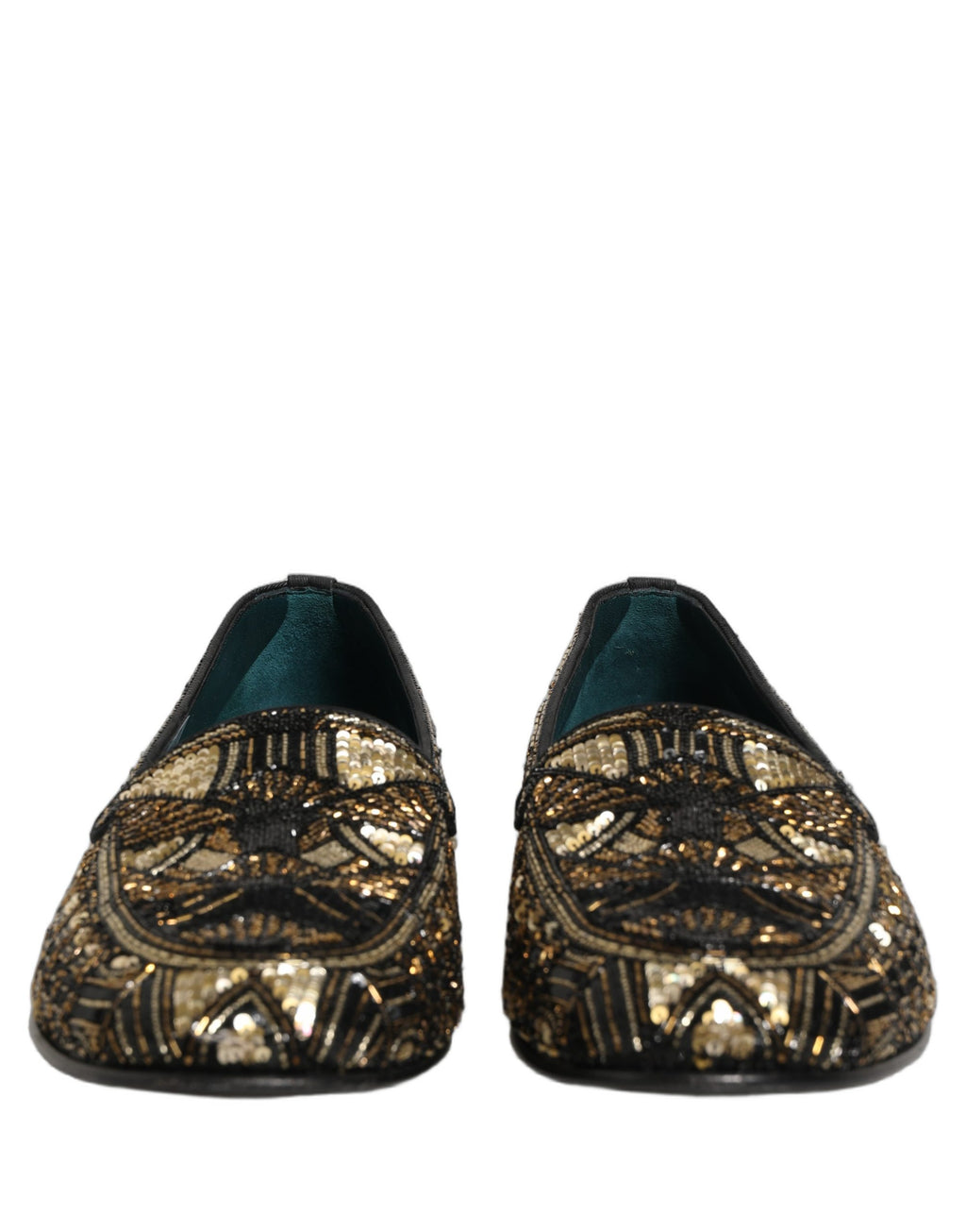 Dolce & Gabbana Schwarze Loafer mit Goldverzierungen