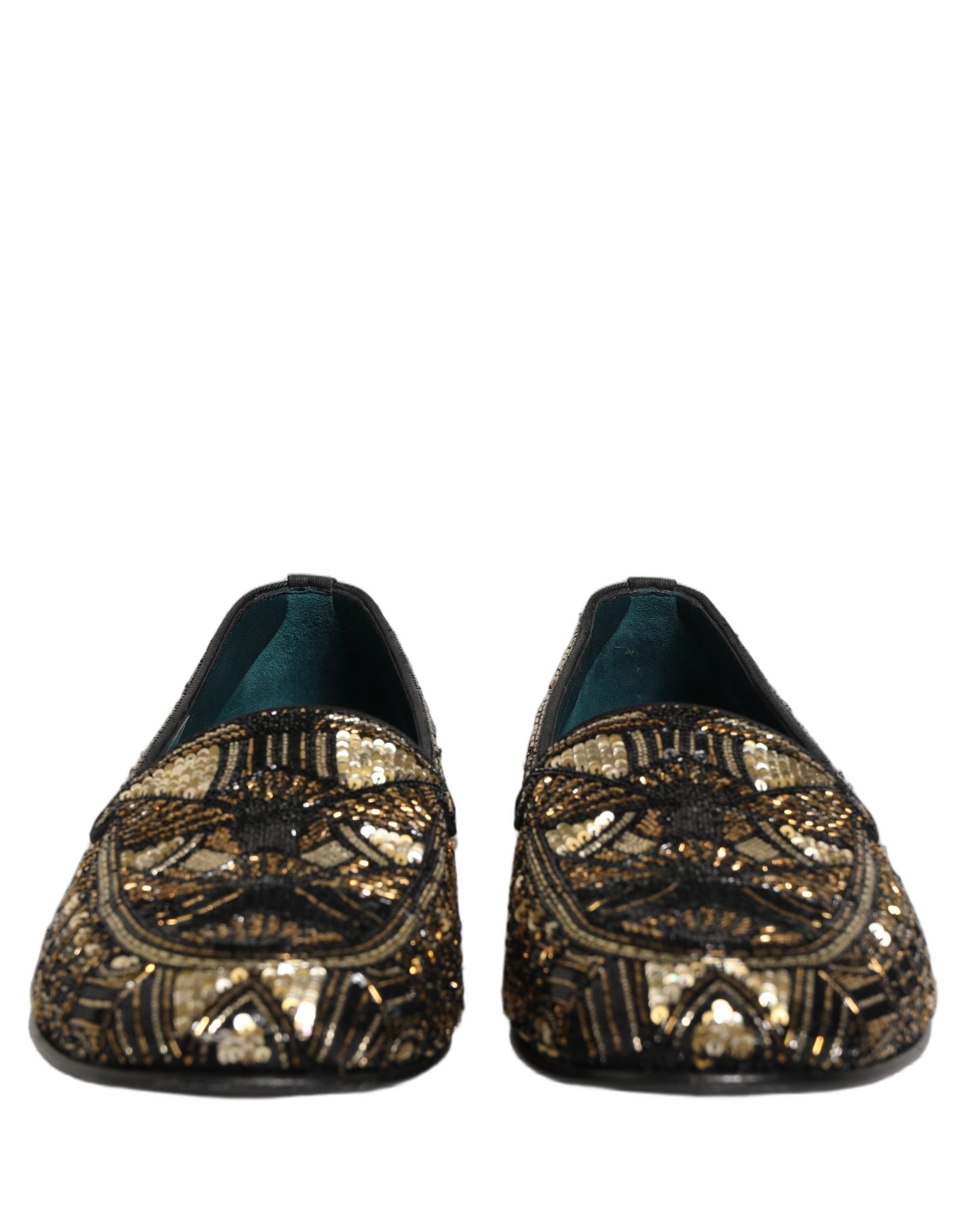 Dolce & Gabbana Schwarze Loafer mit Goldverzierungen