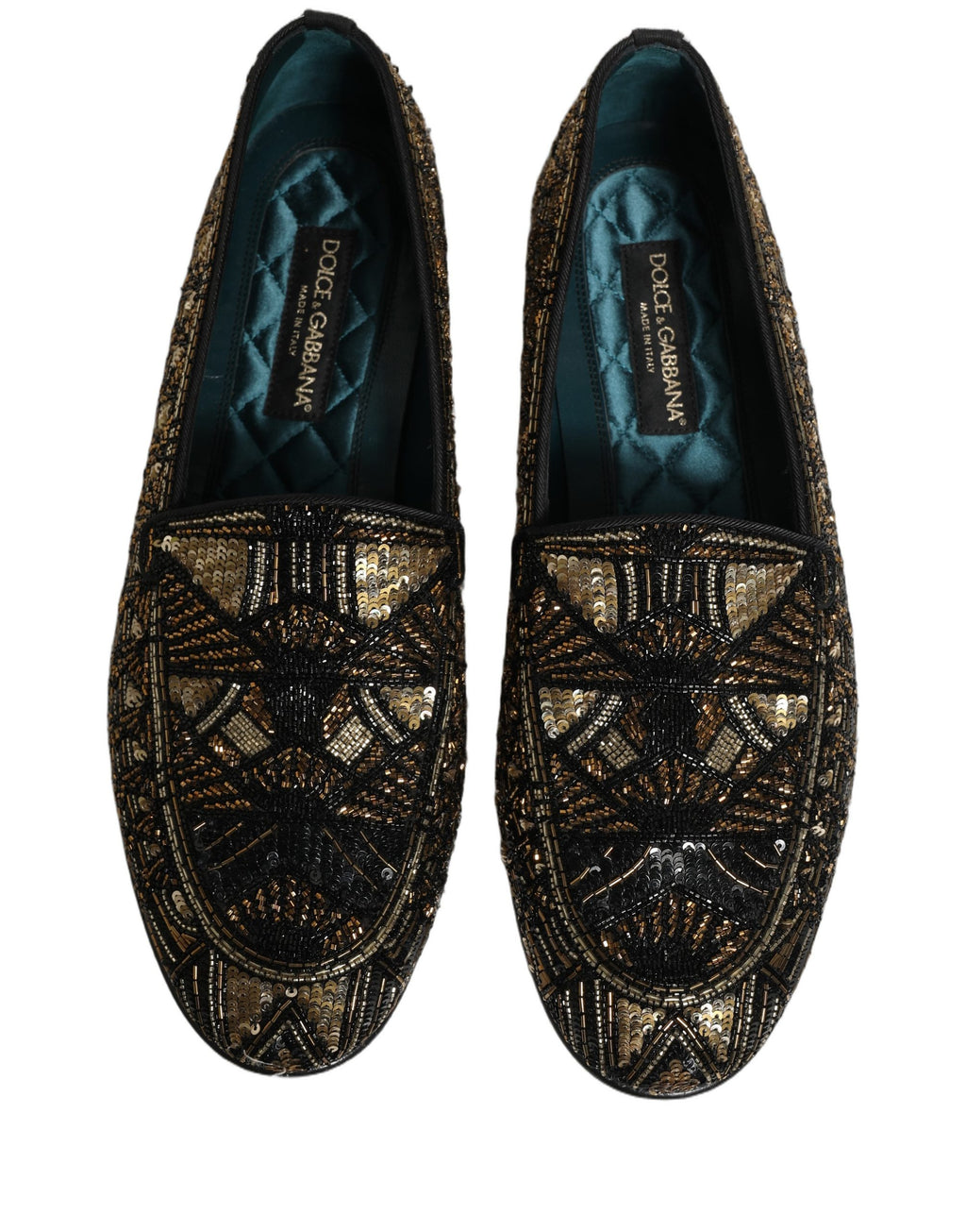 Dolce & Gabbana Schwarze Loafer mit Goldverzierungen