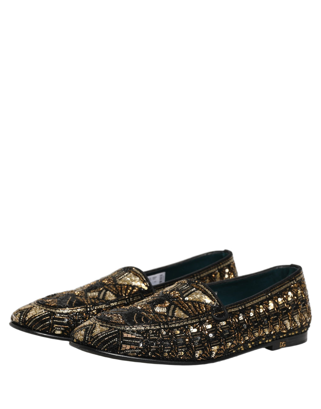 Dolce & Gabbana Schwarze Loafer mit Goldverzierungen