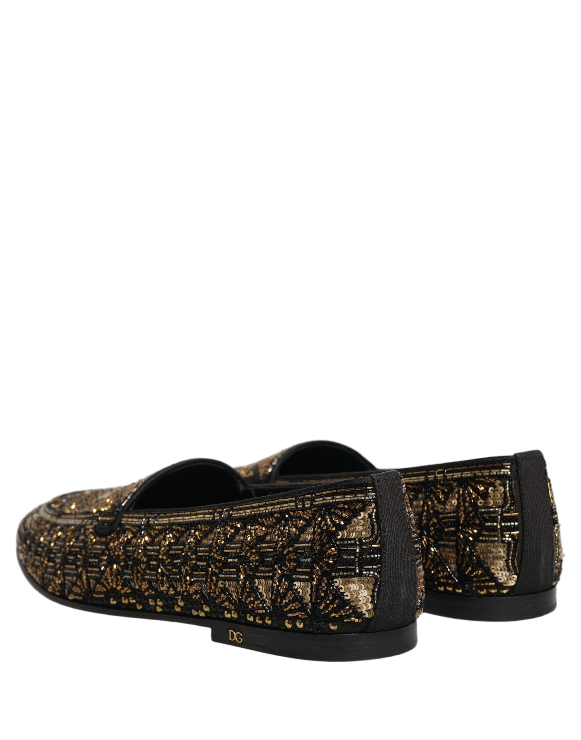 Dolce & Gabbana Schwarze Loafer mit Goldverzierungen