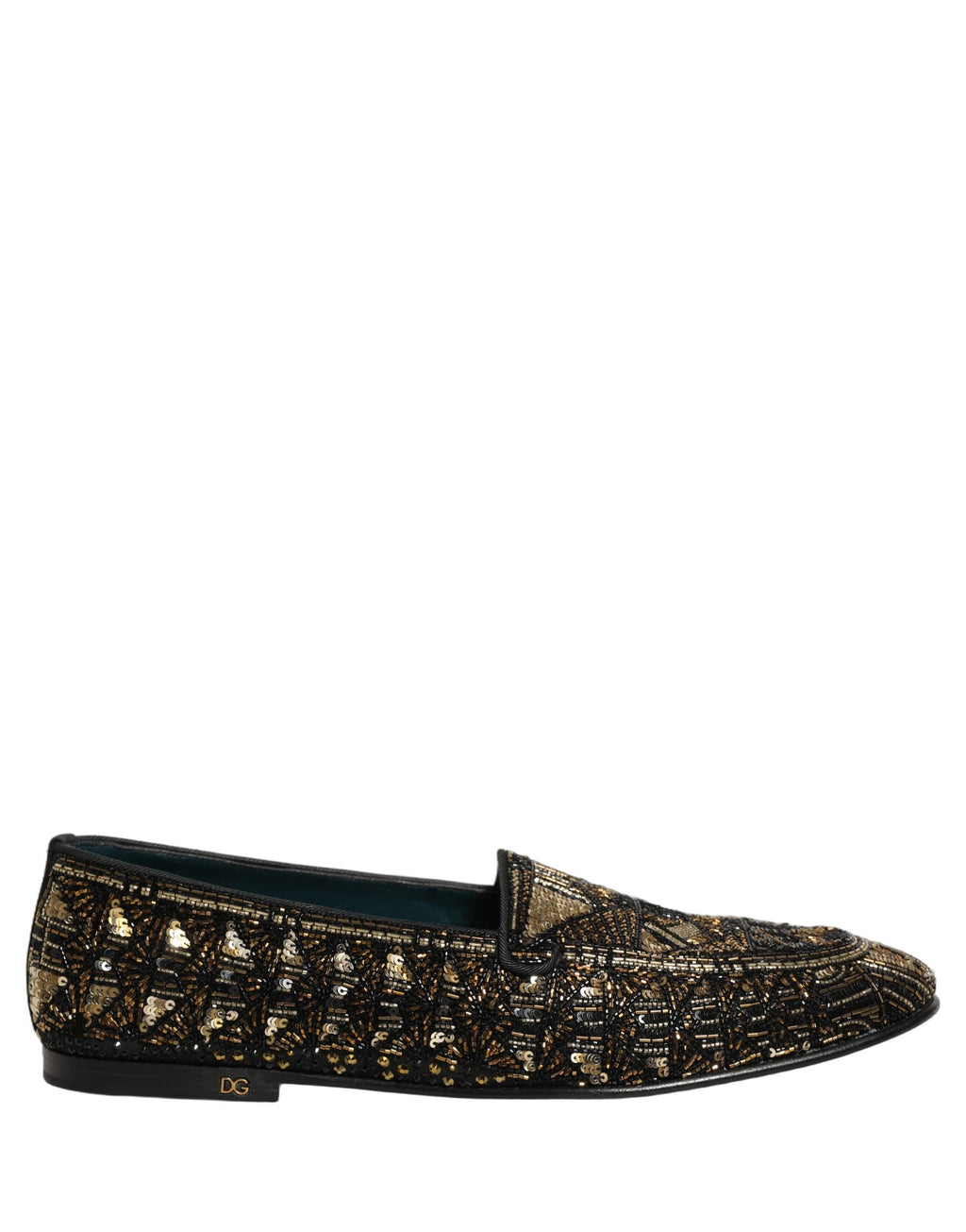 Dolce & Gabbana Schwarze Loafer mit Goldverzierungen