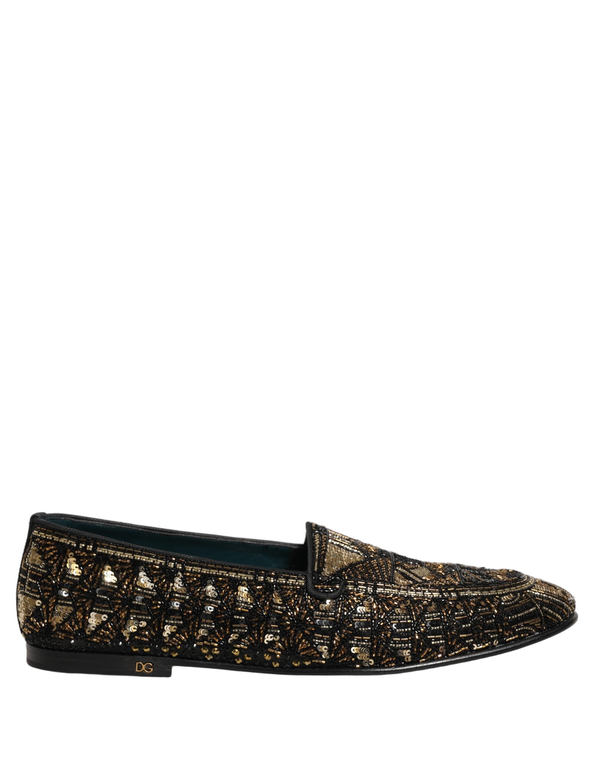 Dolce & Gabbana Schwarze Loafer mit Goldverzierungen