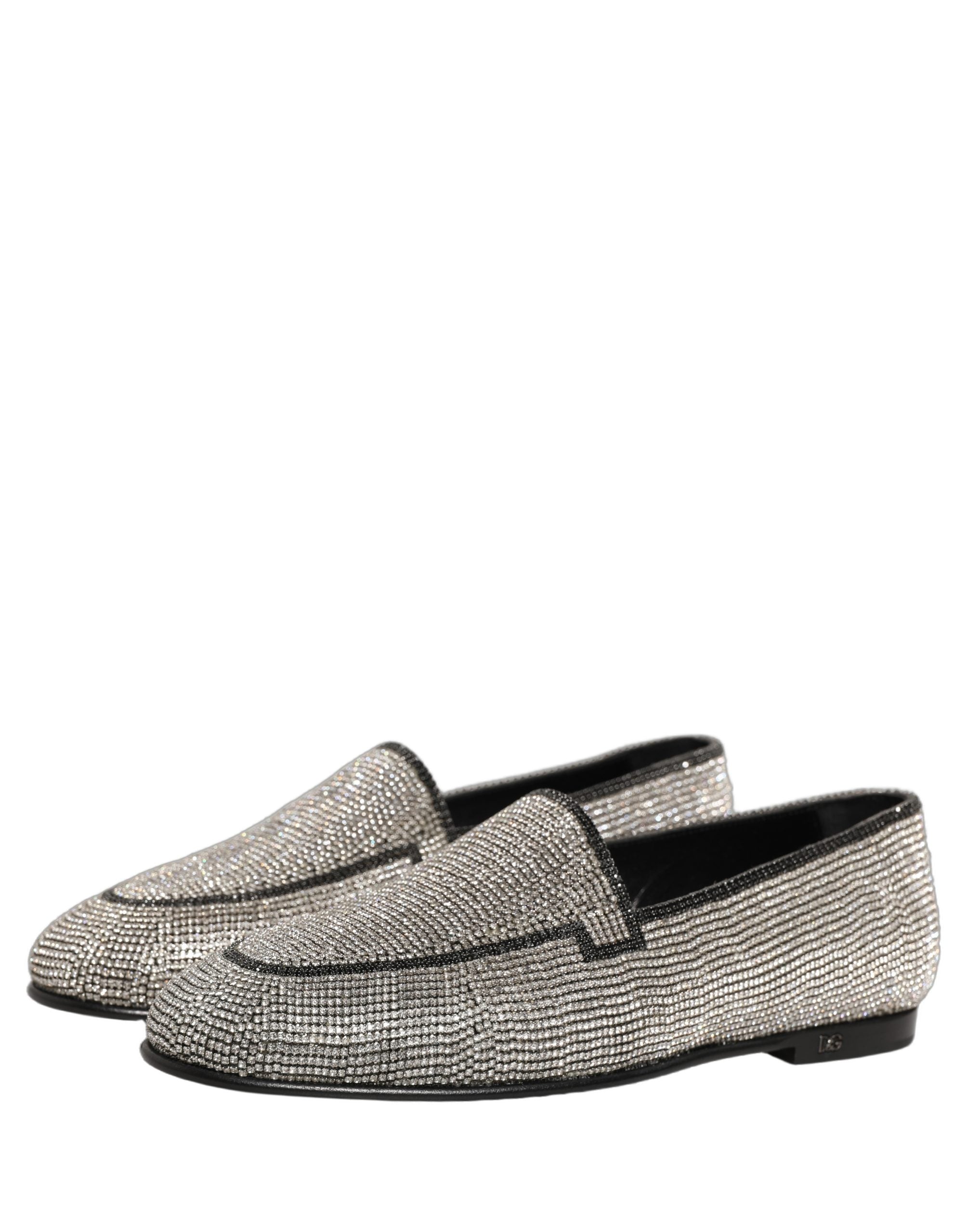 Dolce & Gabbana Herren-Loafer mit silbernen Kristall-Verzierungen