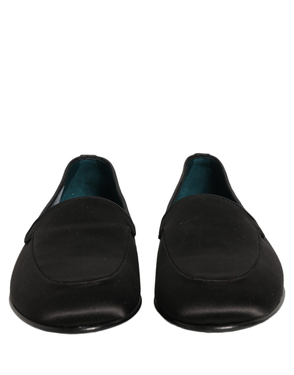 Dolce & Gabbana Schwarze Satin-Loafer mit Logo – Slip-On-Flats